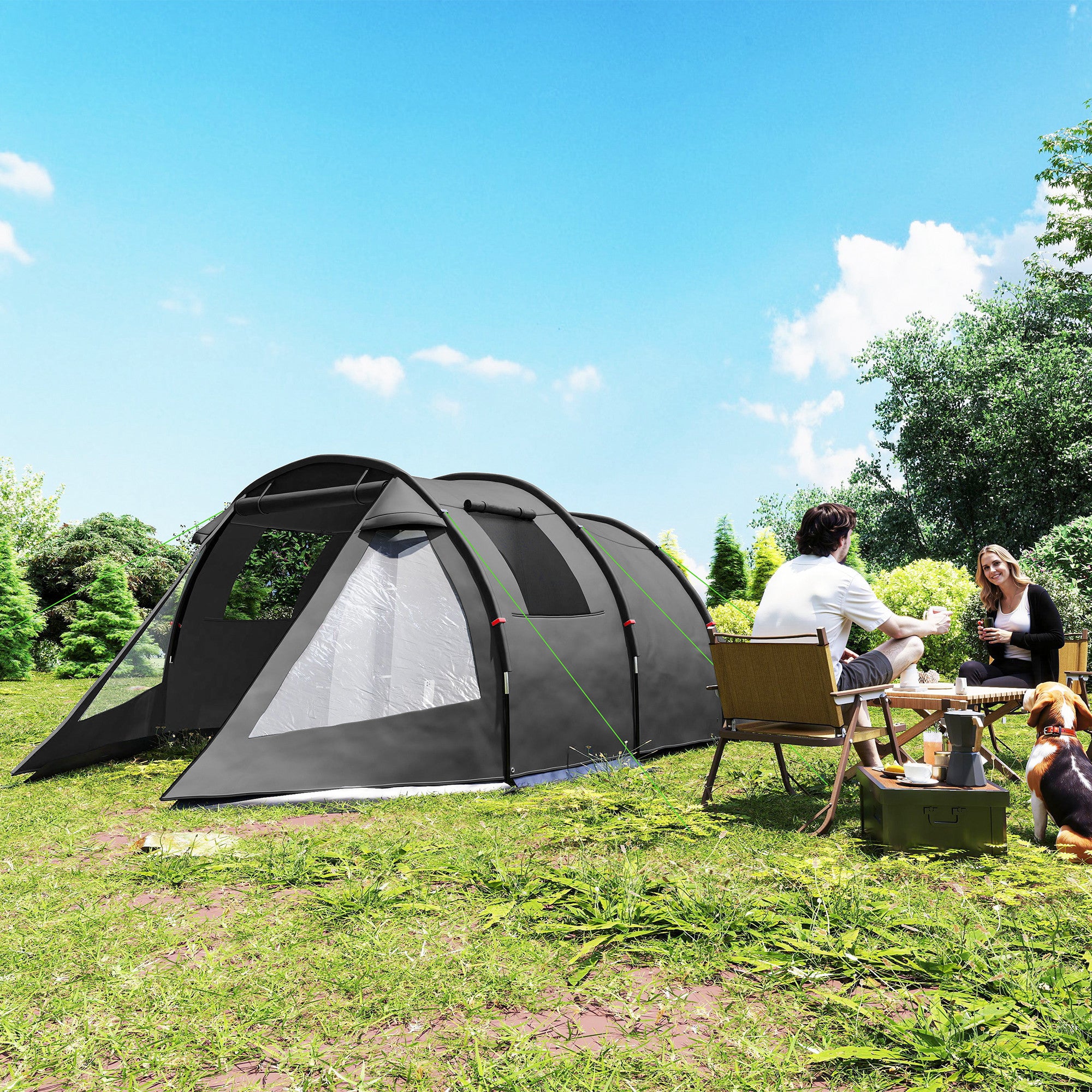 Camping Tent for 4 People light, stable waterproof Family Tent with Door Window, Pack Bag, Tunnel Tent with 2000mm Water Column Tent for Camping Travel Trekking Garden
