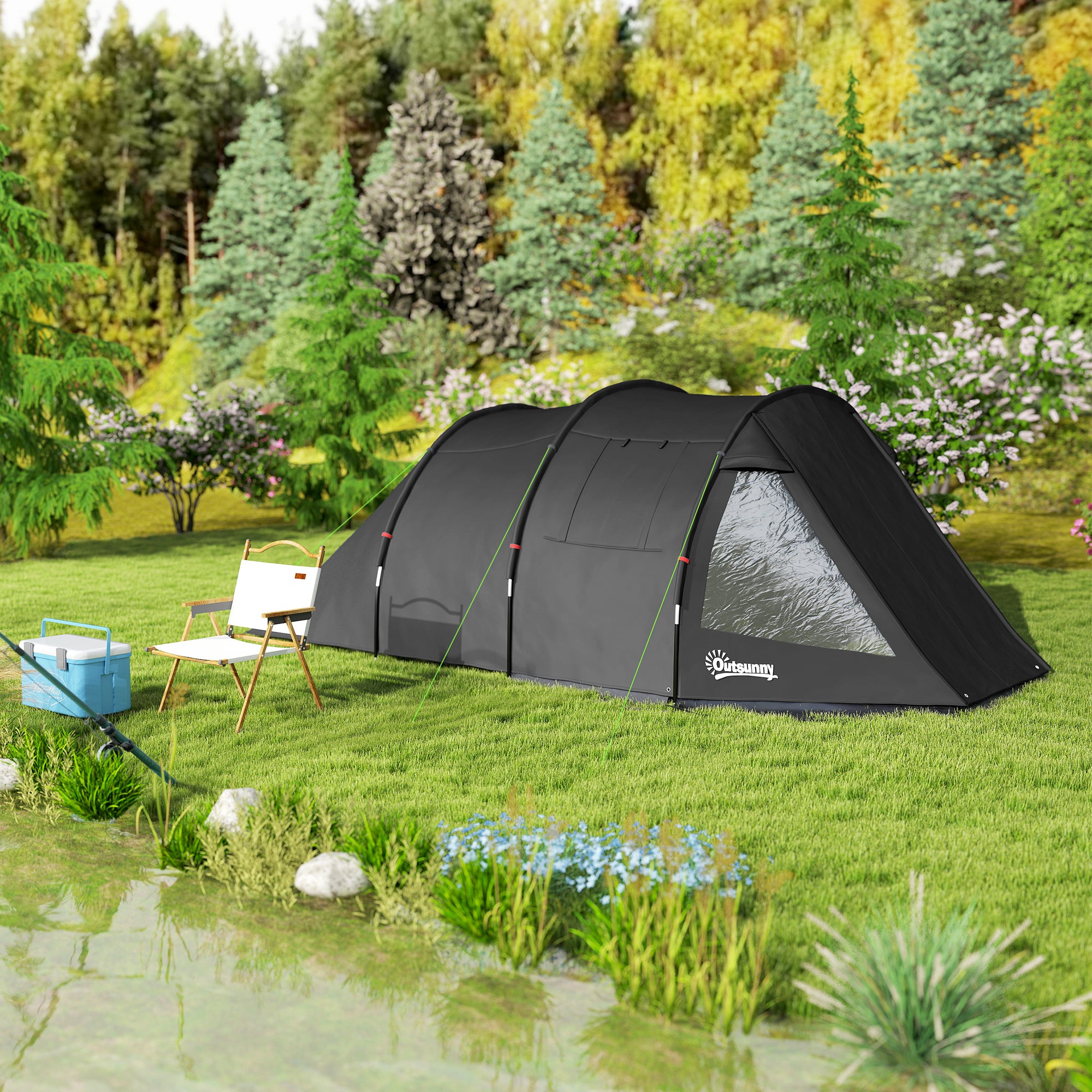 Camping Tent for 4 People light, stable waterproof Family Tent with Door Window, Pack Bag, Tunnel Tent with 2000mm Water Column Tent for Camping Travel Trekking Garden