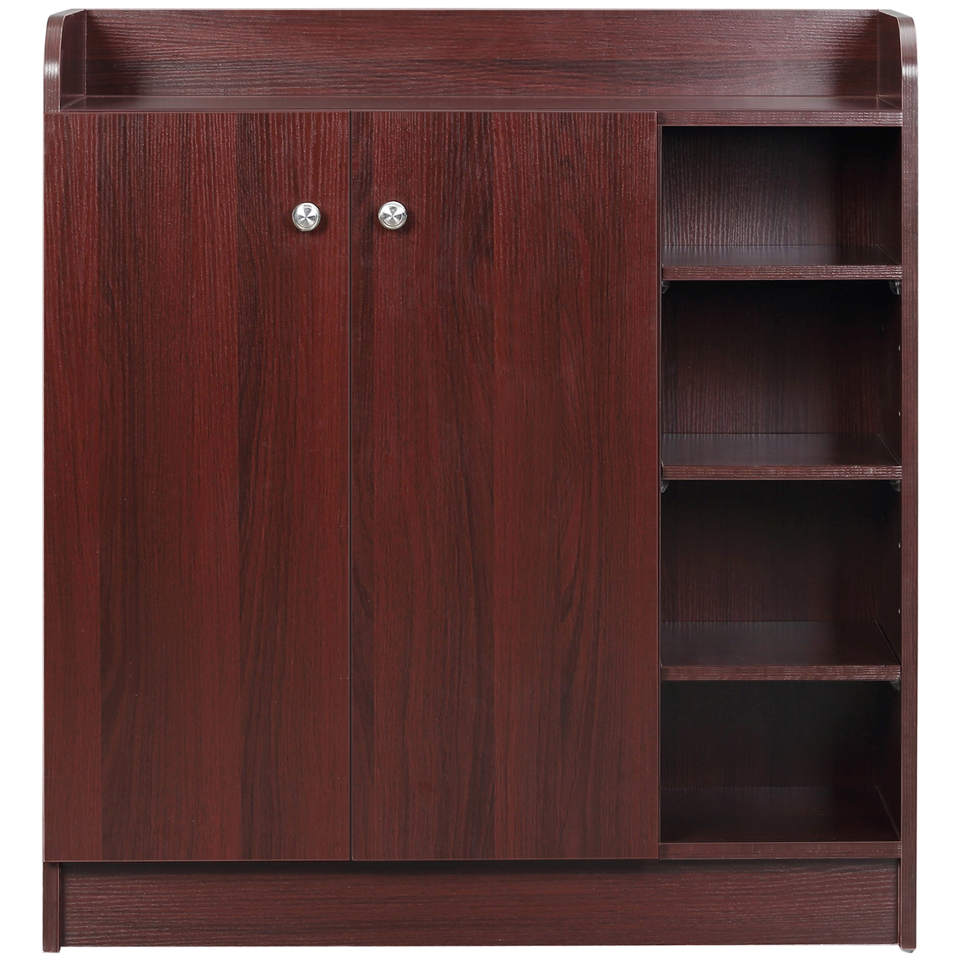 Shoe Cabinet Space Saving and Modern Wood Shoe Rack for 12 Pairs of Shoes with 4 Open Shelves, 83x30x90 cm, Coffee Color