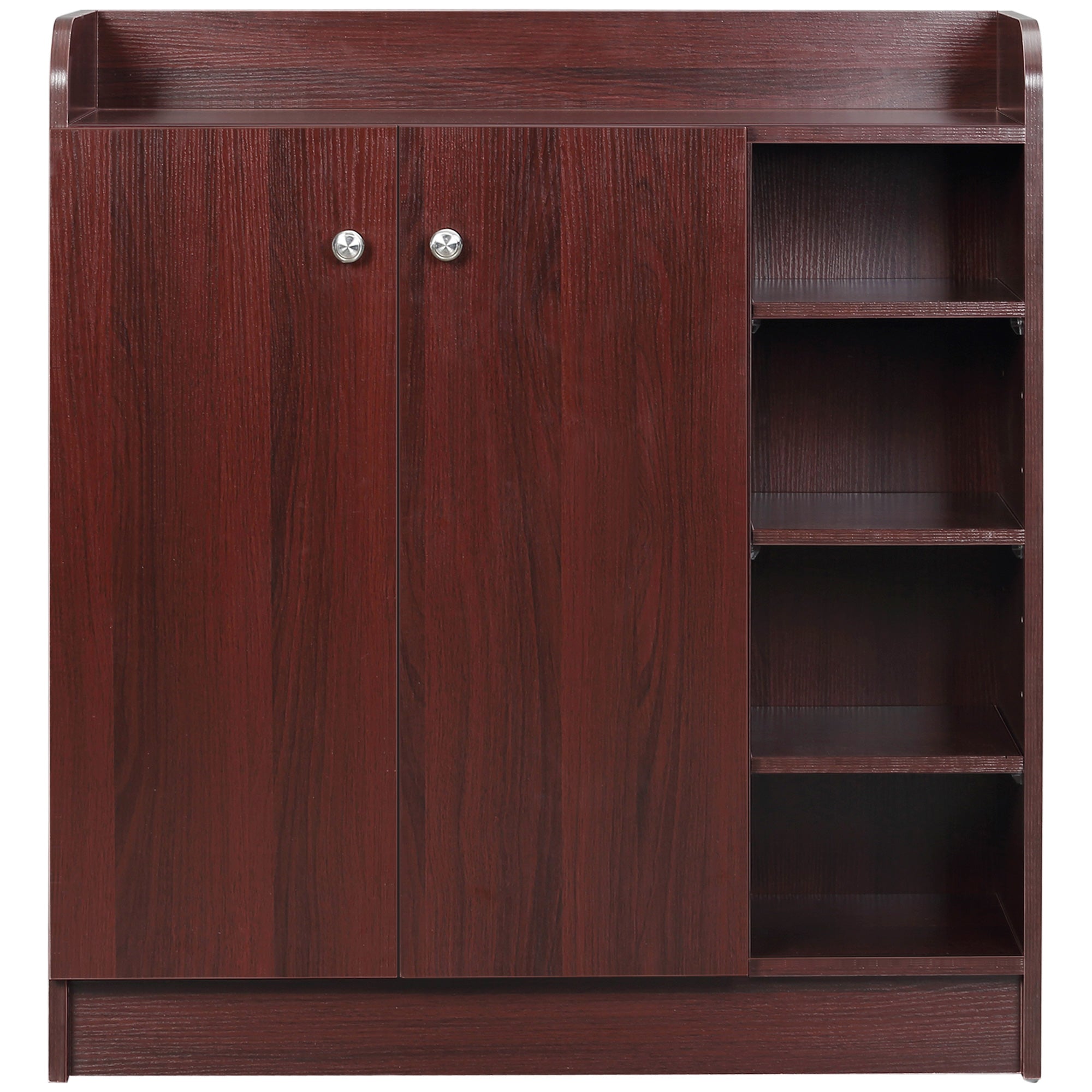 Shoe Cabinet Space Saving and Modern Wood Shoe Rack for 12 Pairs of Shoes with 4 Open Shelves, 83x30x90 cm, Coffee Color