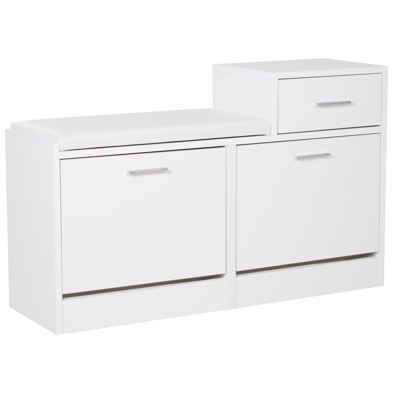 Modern Shoe Cabinet with Padded Bench for 12 Pairs of Shoes, Entryway Shoe Storage Cabinet, Wood, Stylish, Spacious, 94.5x57x30 cm, White
