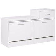 Modern Shoe Cabinet with Padded Bench for 12 Pairs of Shoes, Entryway Shoe Storage Cabinet, Wood, Stylish, Spacious, 94.5x57x30 cm, White