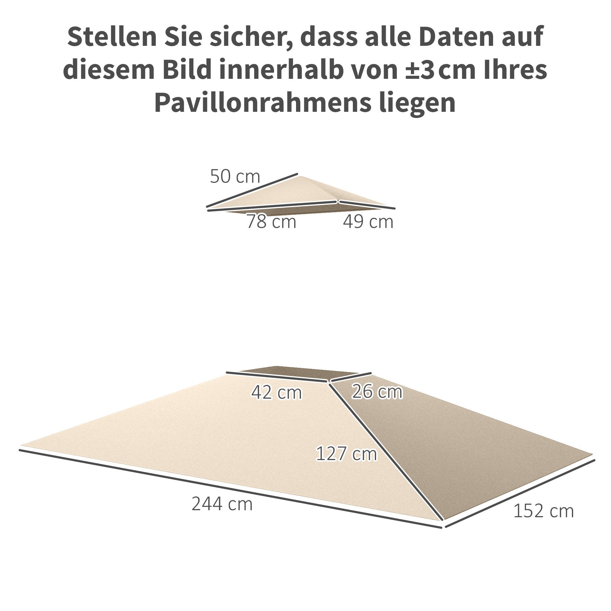 Replacement Canopy for Grill Gazebo 1.5m x 2.4m Canopy Only, Two-Tier Protective Cover, Waterproof Canopy for Outdoor Use, Canopy Compatible with Outdoor Grill Tent, Beige