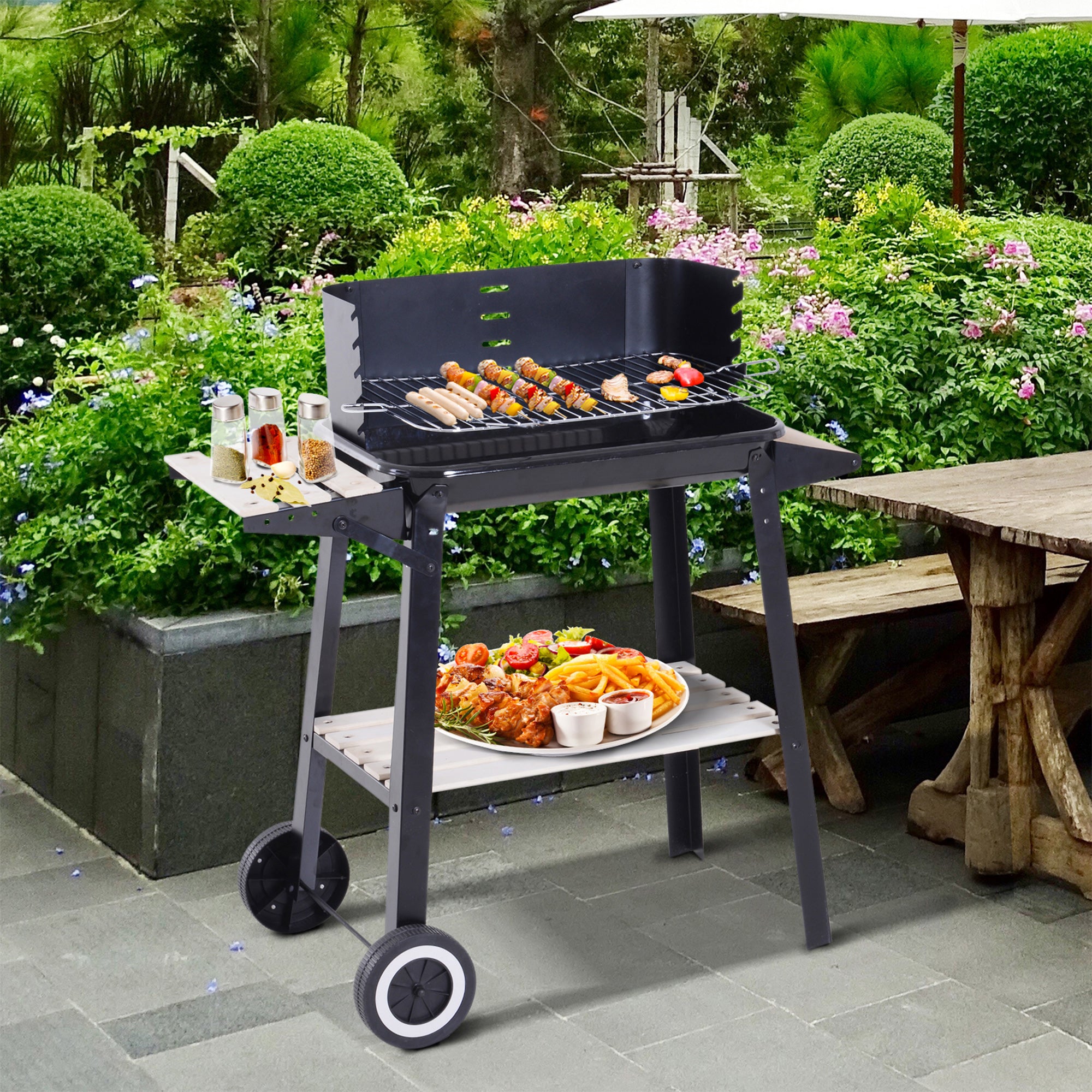 Charcoal Barbecue Grill BBQ Picnic Outdoor Garden Camping 83x46x87 cm