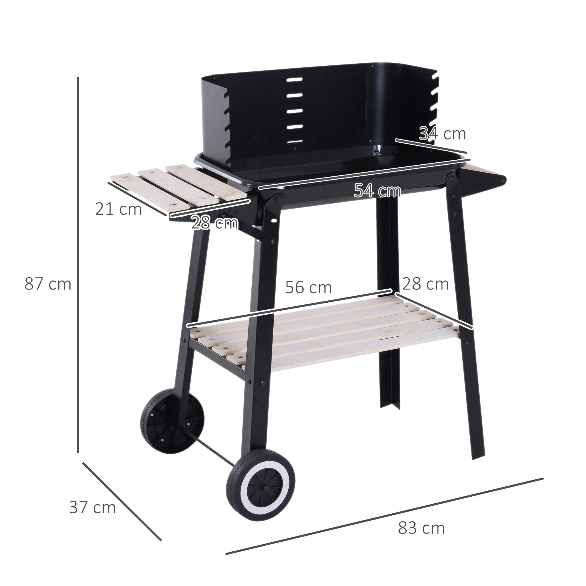 Charcoal Barbecue Grill BBQ Picnic Outdoor Garden Camping 83x46x87 cm
