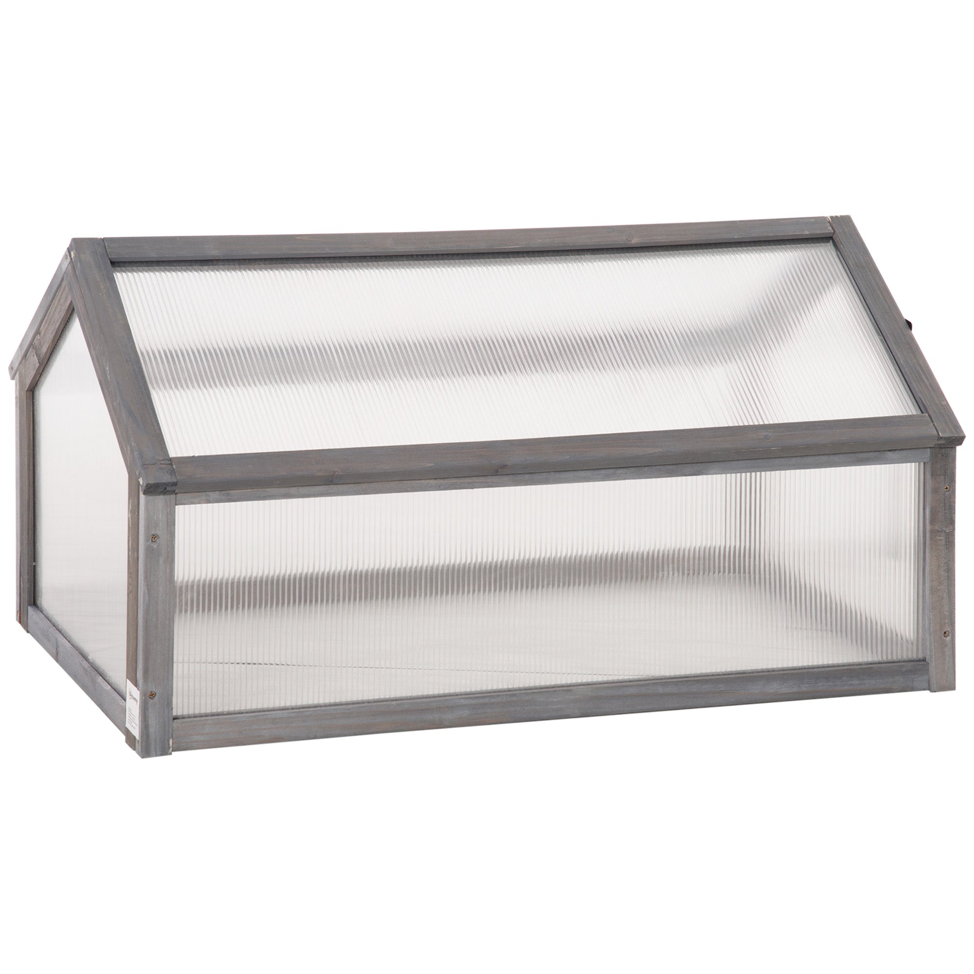 Wooden Mini Greenhouse 90 x 52 x 49.5 cm, Greenhouse with Cover, Light-Transmitting Cold Frame, Winterproof Raised Bed for Garden, Balcony, Gray