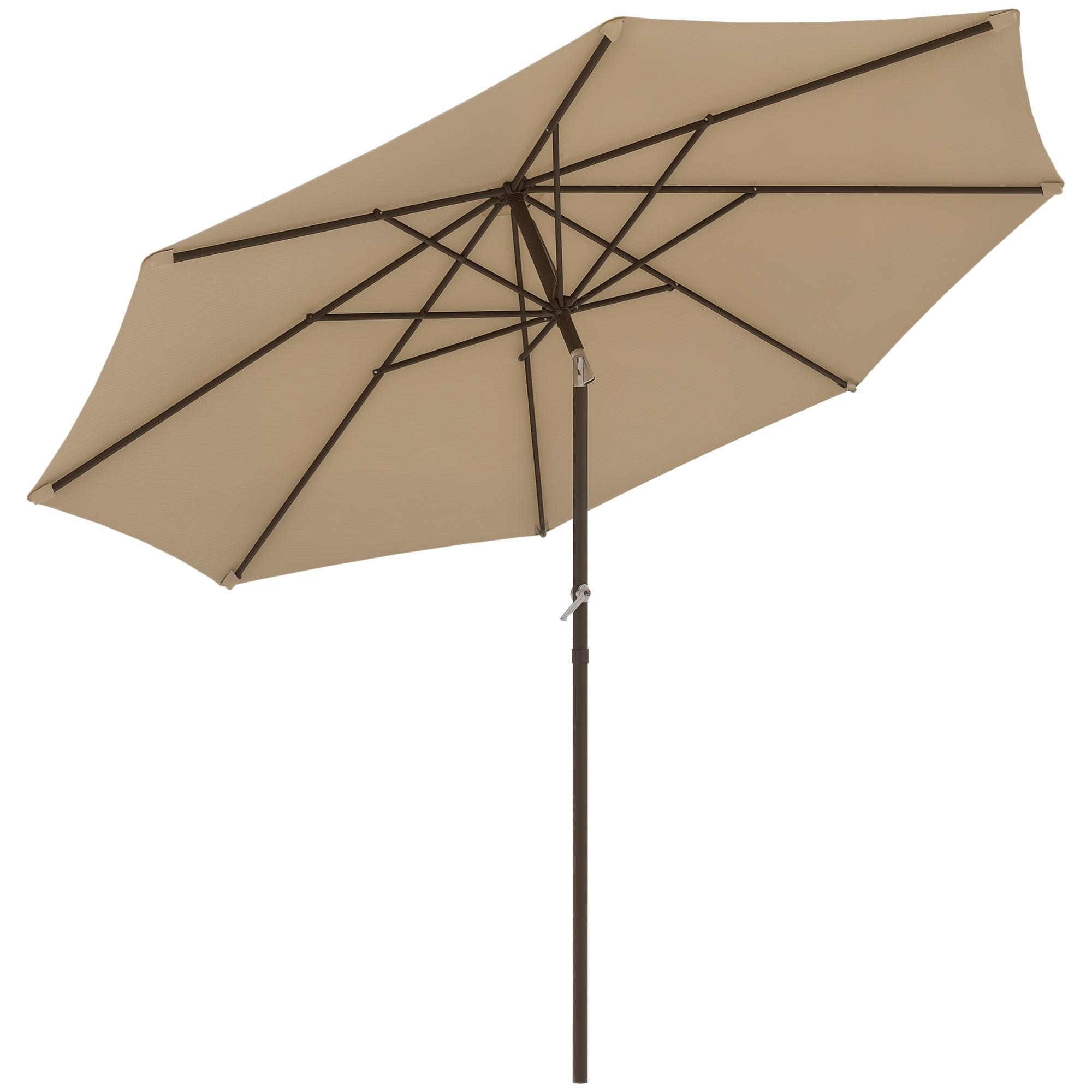 Garden Umbrella Straight Ø 2.63m Metal Round Polyester 180g/m² Tiltable crank beige