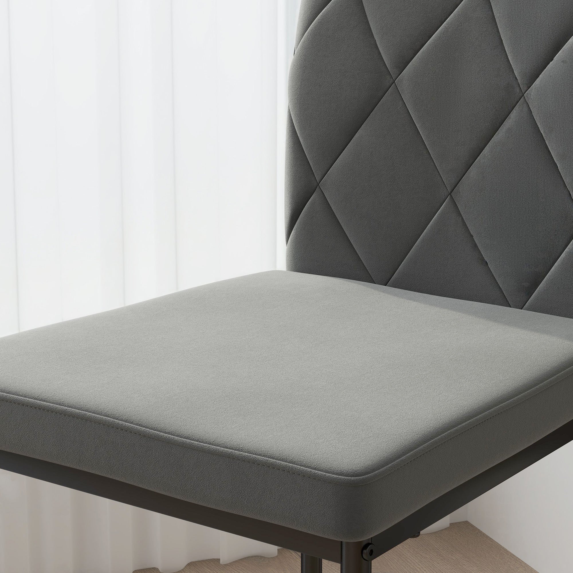 Dining Chairs Set of 4 Kitchen Chair with Backrest, Velvet Look, Upholstered Chair with Steel Legs, Modern Chairs, Living Room Chair for Dining Room, Living Room Dark Gray