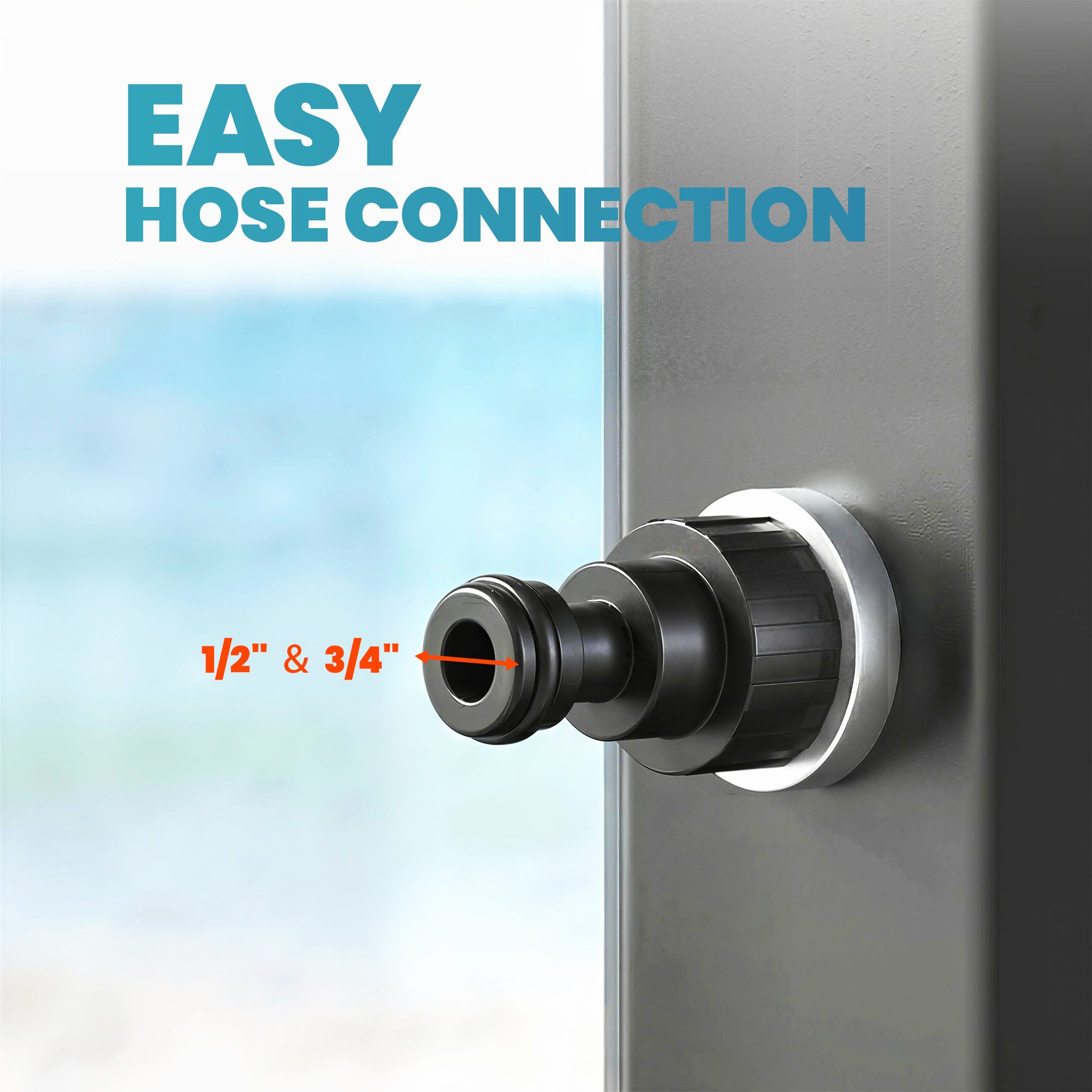 60L Solar Garden Shower with Swivel Rain Head, Adjustable Temperature (Up to 60°C / 140°F), No Power Required