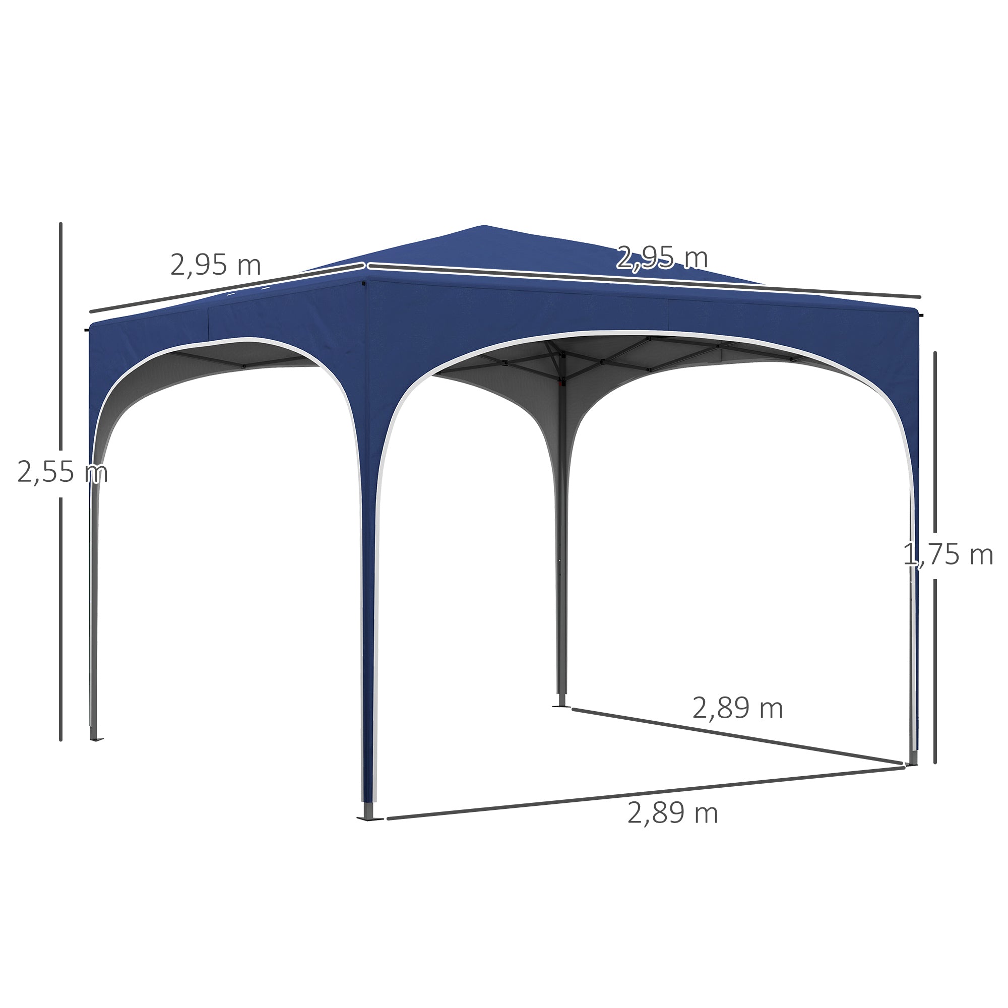 Gazebo 2.95 x 2.95 m Pop-Up Gazebo with UV Protection, Height-Adjustable Pop-Up Gazebo with Carrying Bag, Sandbags, Garden Tent for Balcony, Terrace, Oxford, Steel, Blue