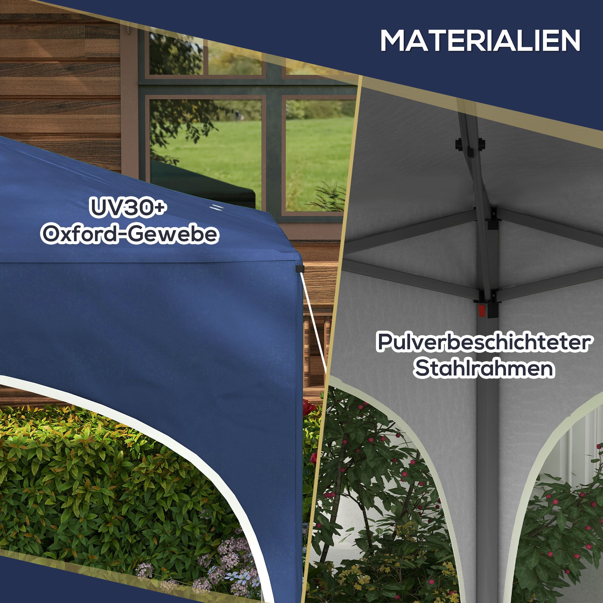 Gazebo 2.95 x 2.95 m Pop-Up Gazebo with UV Protection, Height-Adjustable Pop-Up Gazebo with Carrying Bag, Sandbags, Garden Tent for Balcony, Terrace, Oxford, Steel, Blue