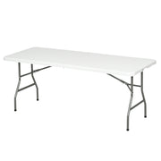Camping Table Folding Table, Balcony Table for 6 People, Buffet Table for Garden, Holds up to 100 kg, HDPE, White, 180 x 75 x 73 cm
