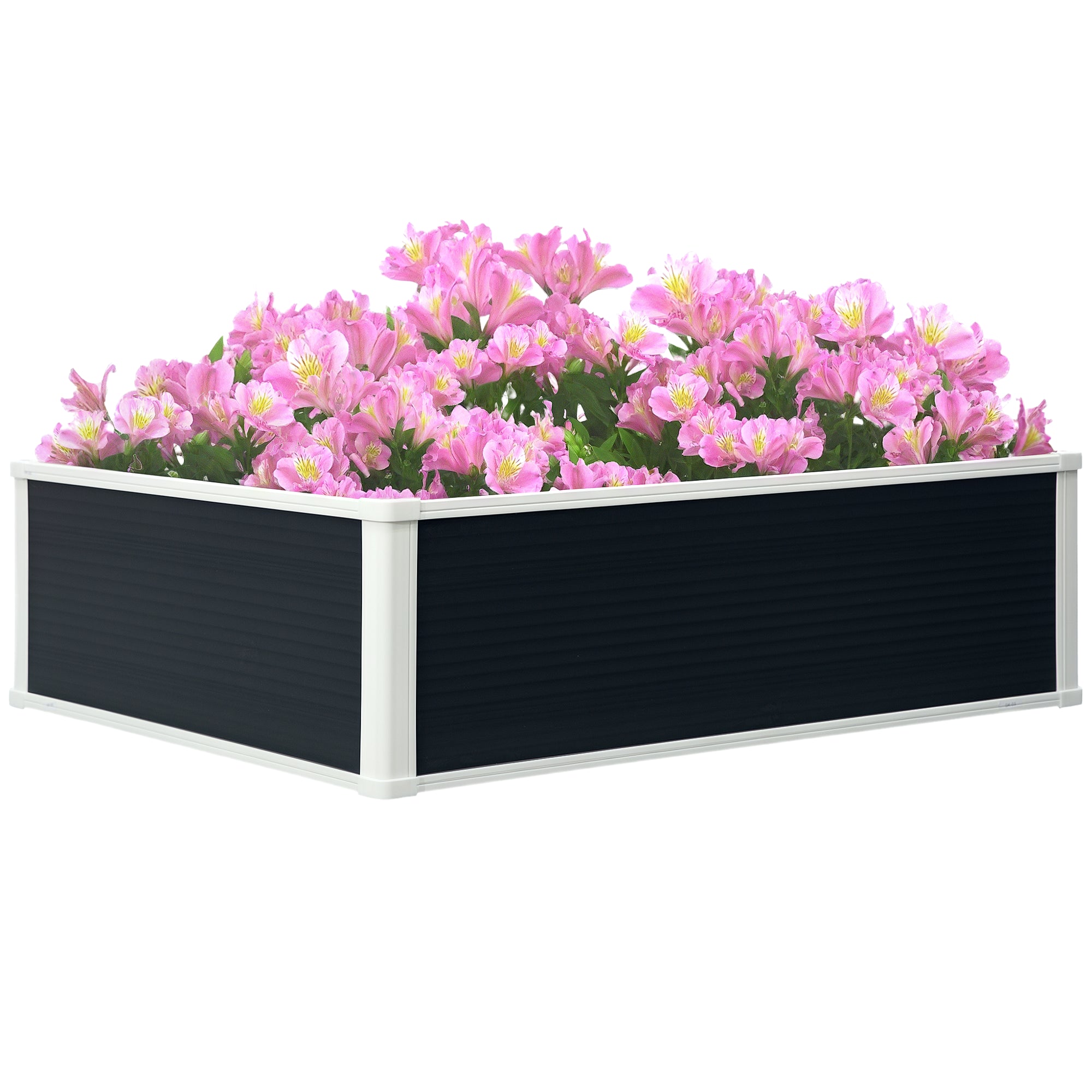 Raised Bed Planter Box Planting Box with Drainage Function Vegetable Bed for Vegetables, Herbs in the Garden, Terrace, and Balcony, Plastic, Gray, 100 x 80 x 30 cm