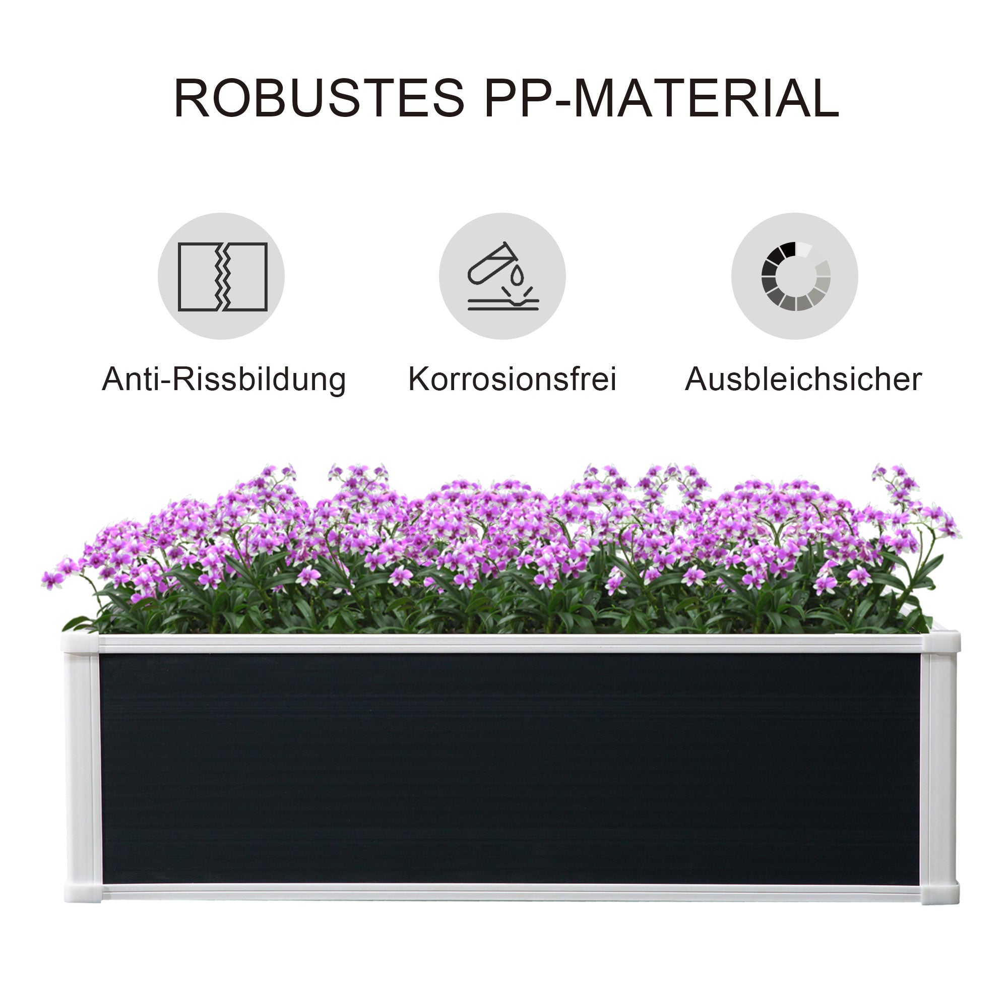 Raised Bed Planter Box Planting Box with Drainage Function Vegetable Bed for Vegetables, Herbs in the Garden, Terrace, and Balcony, Plastic, Gray, 100 x 80 x 30 cm