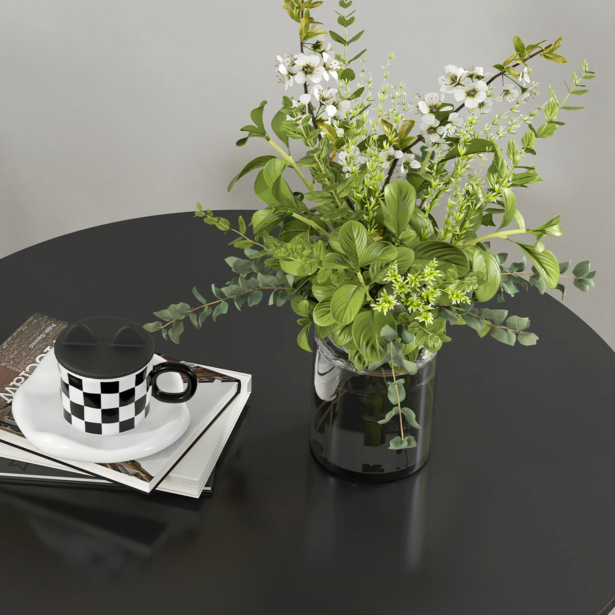 Dining Table 78 x 78 cm Round Kitchen Table for 2 Persons Dining Table with Spider Steel Frame Coffee Table for Kitchen, Dining Room and Living Room Black