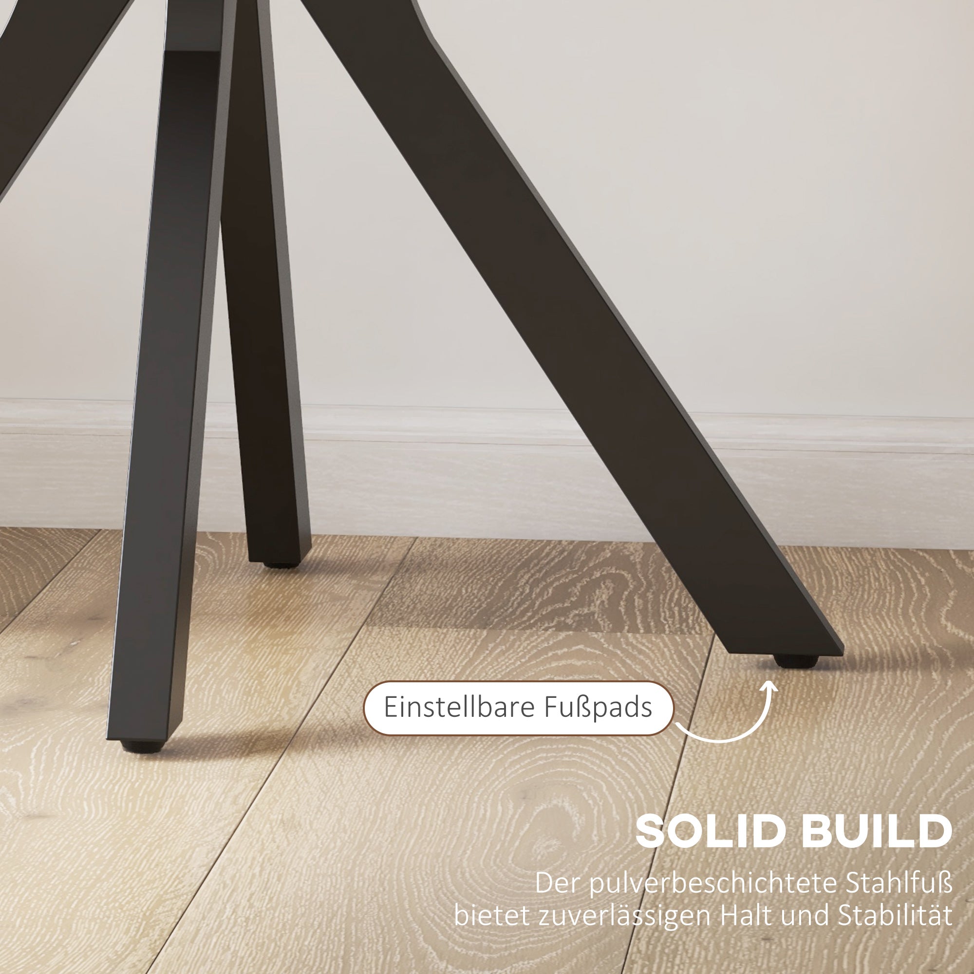 Dining Table 78 x 78 cm Round Kitchen Table for 2 Persons Dining Table with Spider Steel Frame Coffee Table for Kitchen, Dining Room and Living Room Black