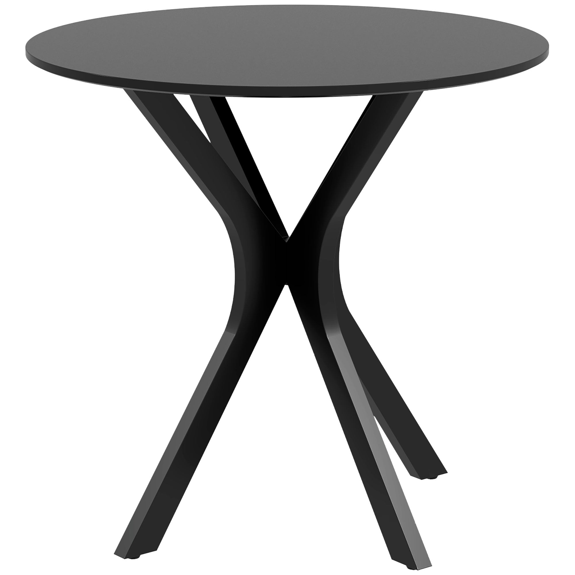 Dining Table 78 x 78 cm Round Kitchen Table for 2 Persons Dining Table with Spider Steel Frame Coffee Table for Kitchen, Dining Room and Living Room Black