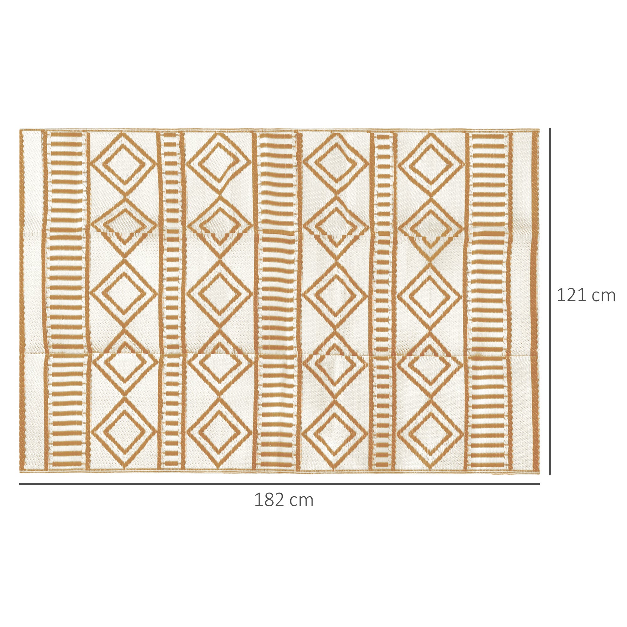 Plastic Outdoor Carpet, Waterproof Balcony Carpet, for Garden, Camping, Coffee+Cream, 121 x 182 cm