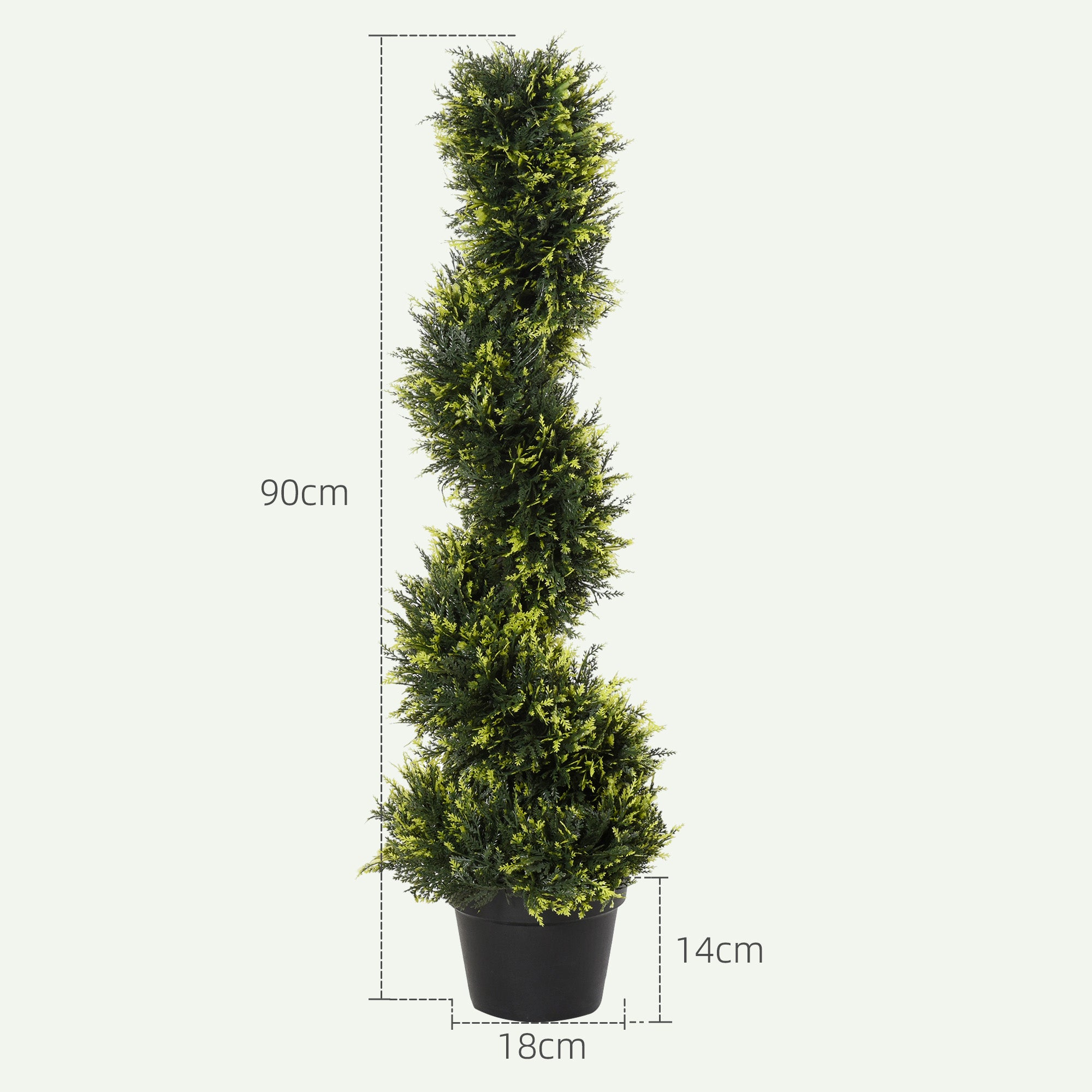 Set of 2 large artificial cedar trees 90 cm artificial plant, plastic artificial cedar plants in pots, spiral plant realistic for living room bedroom office garden modern decoration