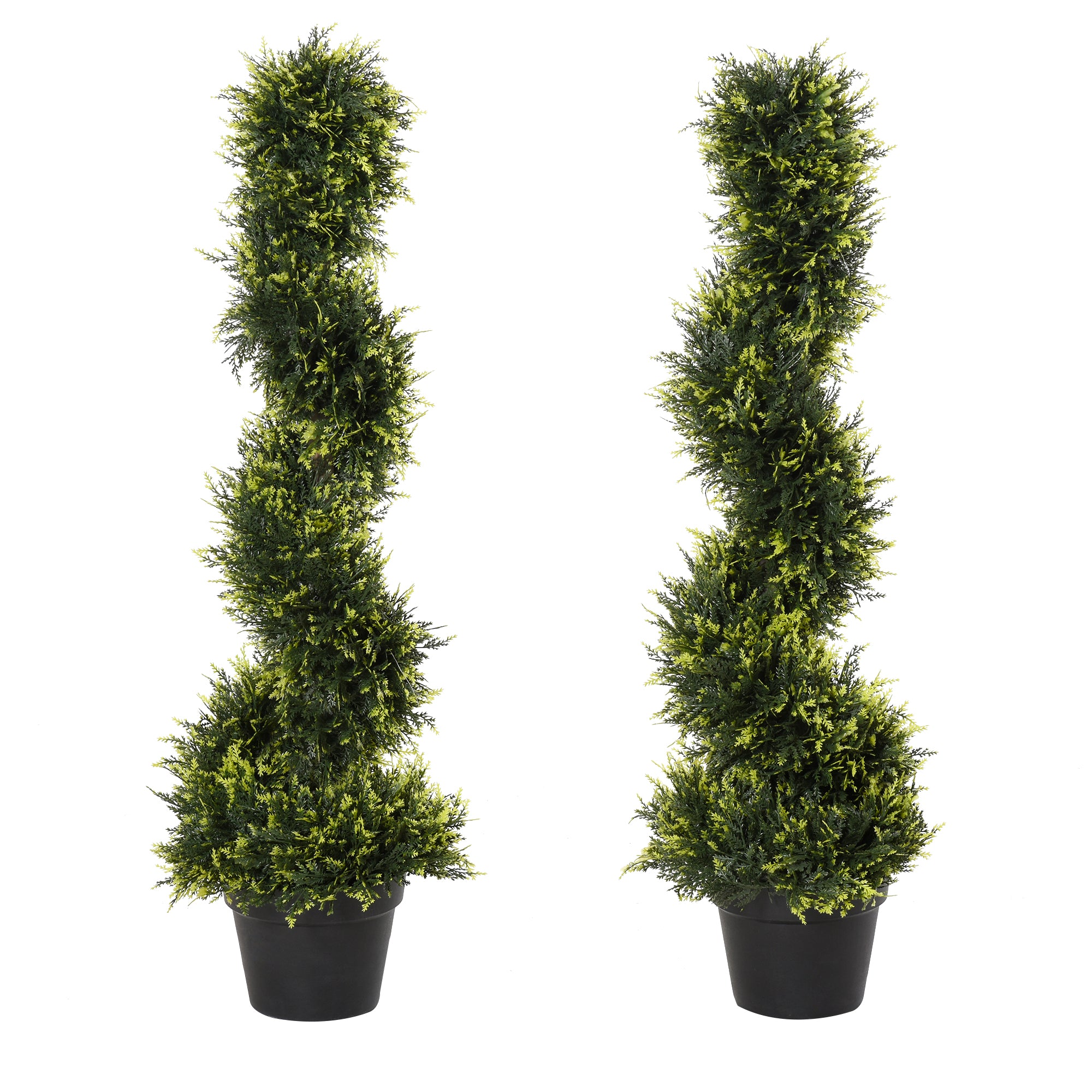 Set of 2 large artificial cedar trees 90 cm artificial plant, plastic artificial cedar plants in pots, spiral plant realistic for living room bedroom office garden modern decoration