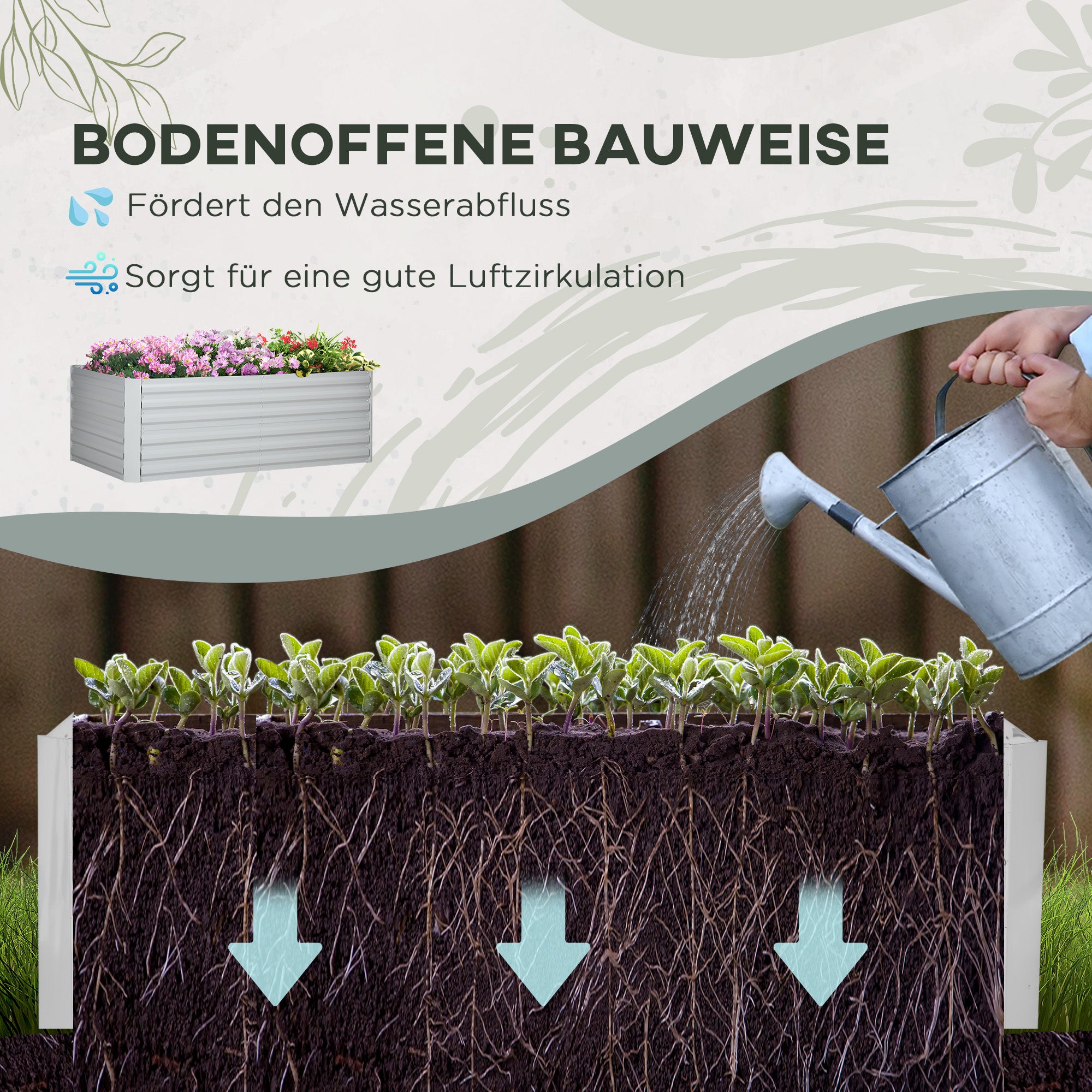 Steel Raised Garden Bed, Planting Box Planter Box 180x90x60cm for Garden Balcony Terrace, Vegetable Bed for Flowers, Plants, Fruits