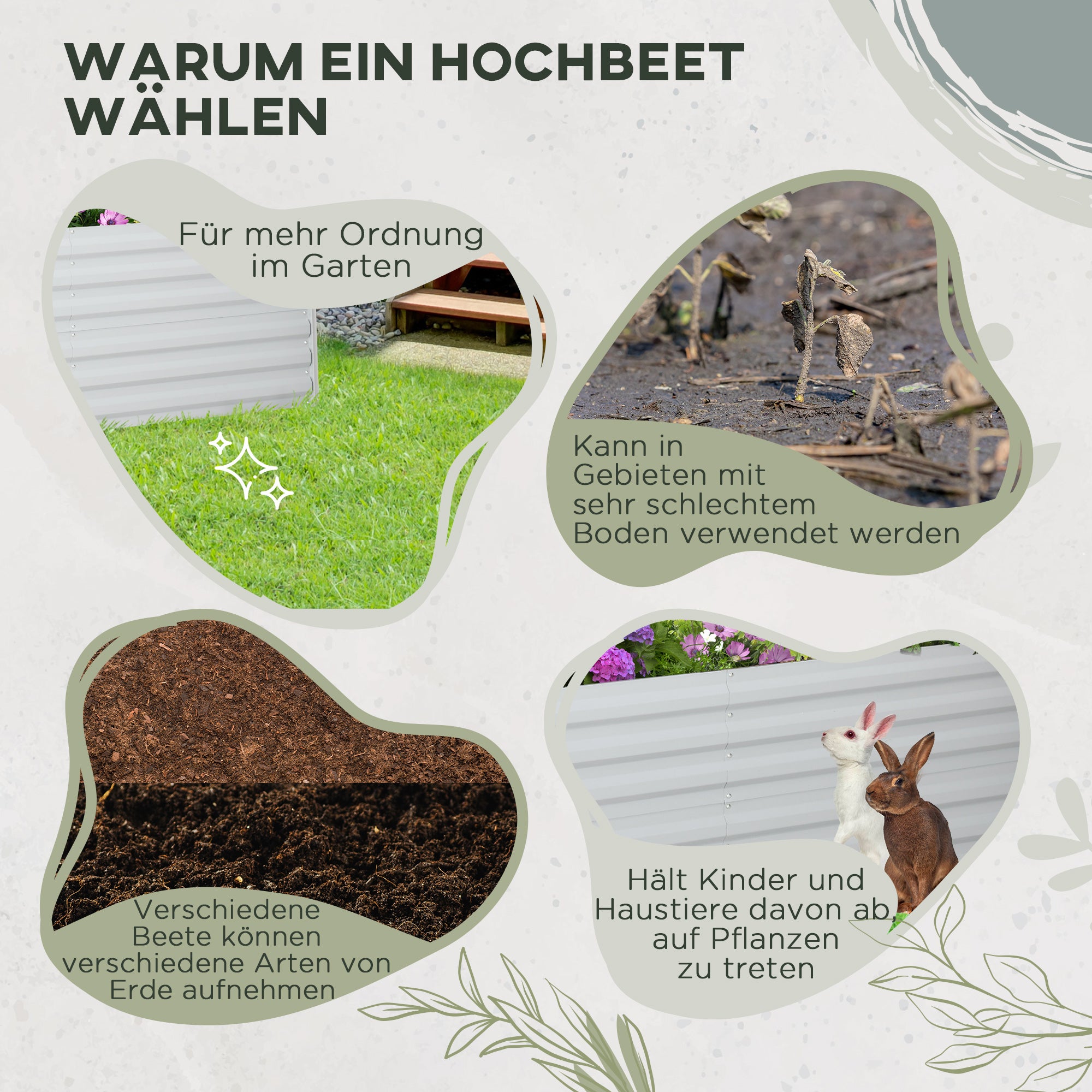 Steel Raised Garden Bed, Planting Box Planter Box 180x90x60cm for Garden Balcony Terrace, Vegetable Bed for Flowers, Plants, Fruits