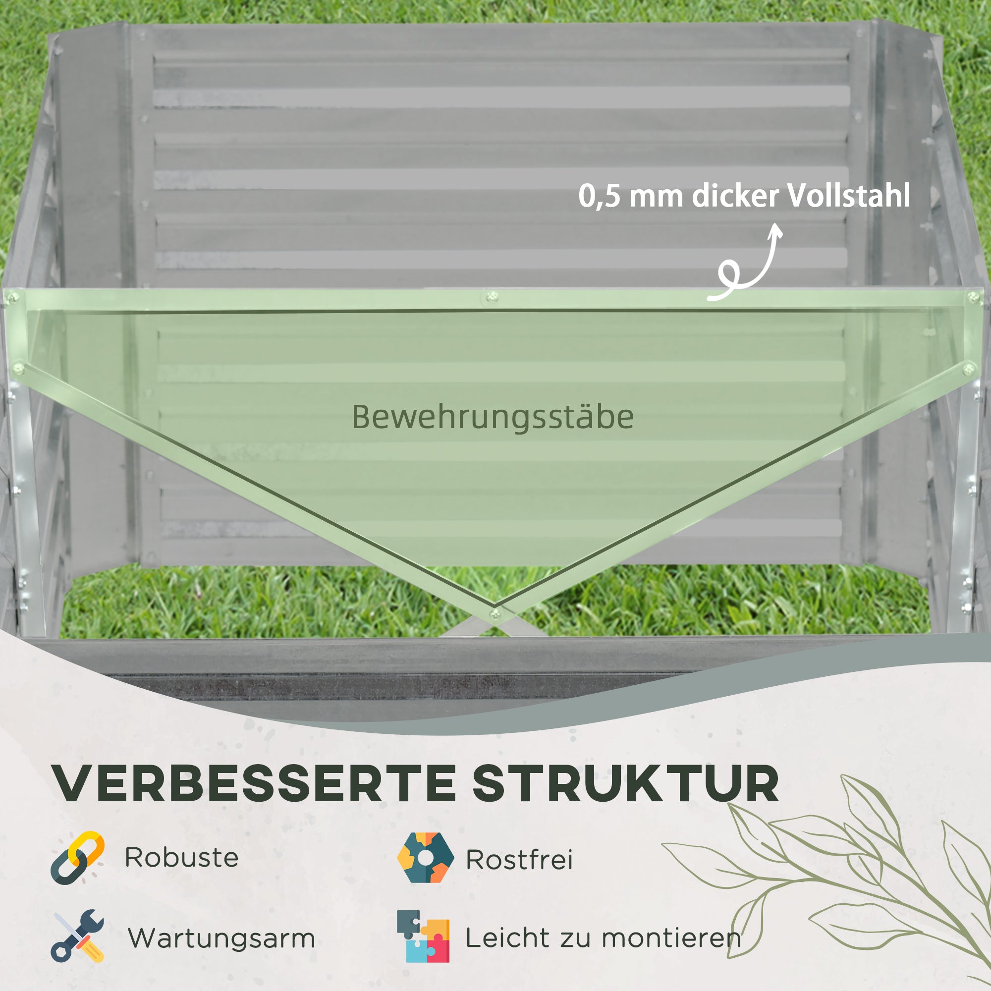 Steel Raised Garden Bed, Planting Box Planter Box 180x90x60cm for Garden Balcony Terrace, Vegetable Bed for Flowers, Plants, Fruits
