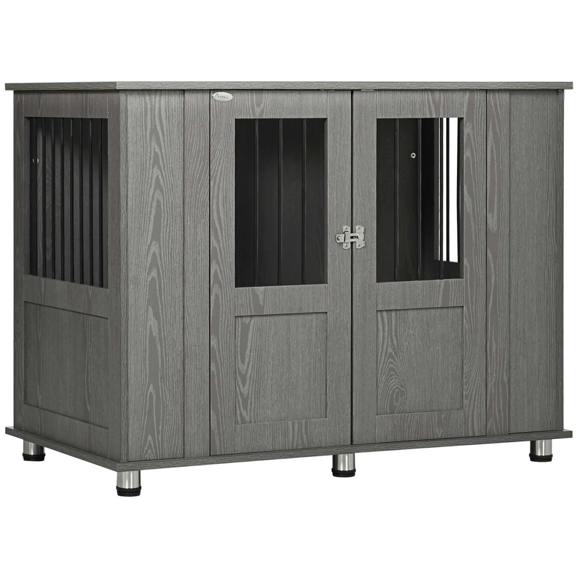 Home Dog Cage, Pet Cage, Indoor Dog House with Lock, Magnetic Door, Window Dog House, Dog Crate for Extra Large Dogs, Gray, 114 x 60 x 82 cm