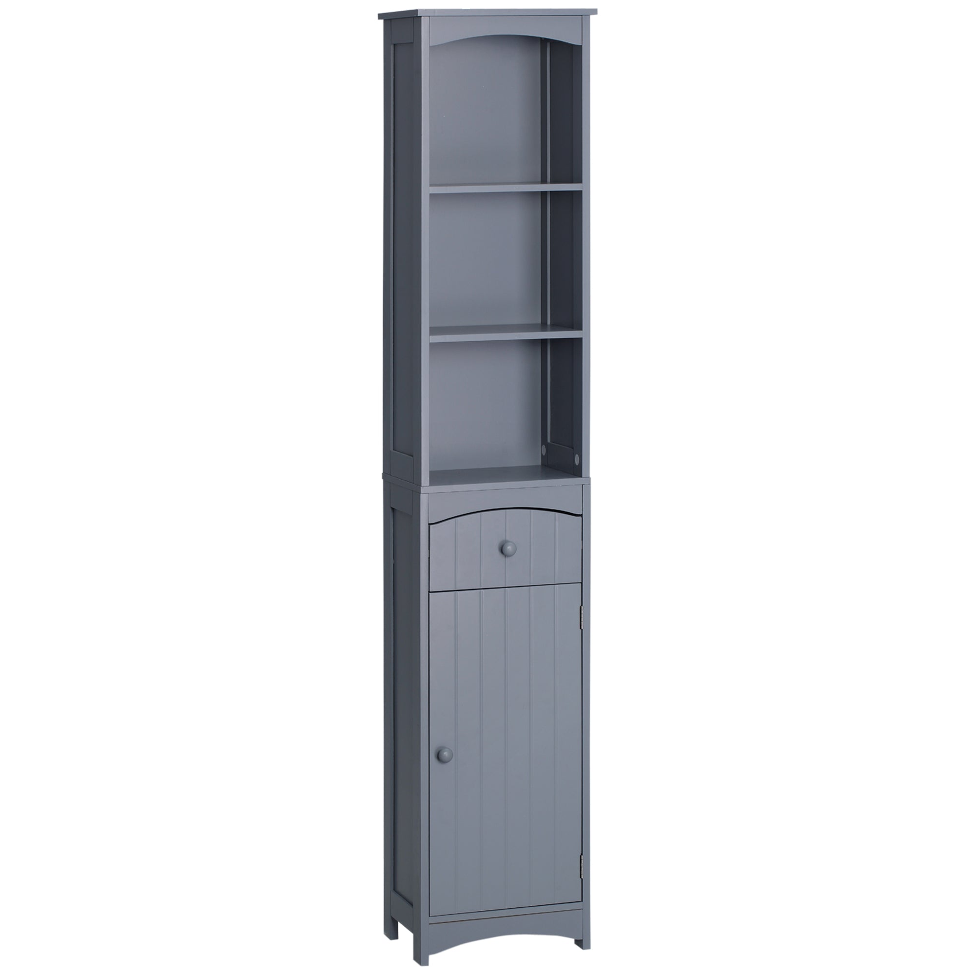 Bathroom Column Unit Bathroom storage column with shelf and drawer, cupboard 34L x 24W x 170H cm Gray
