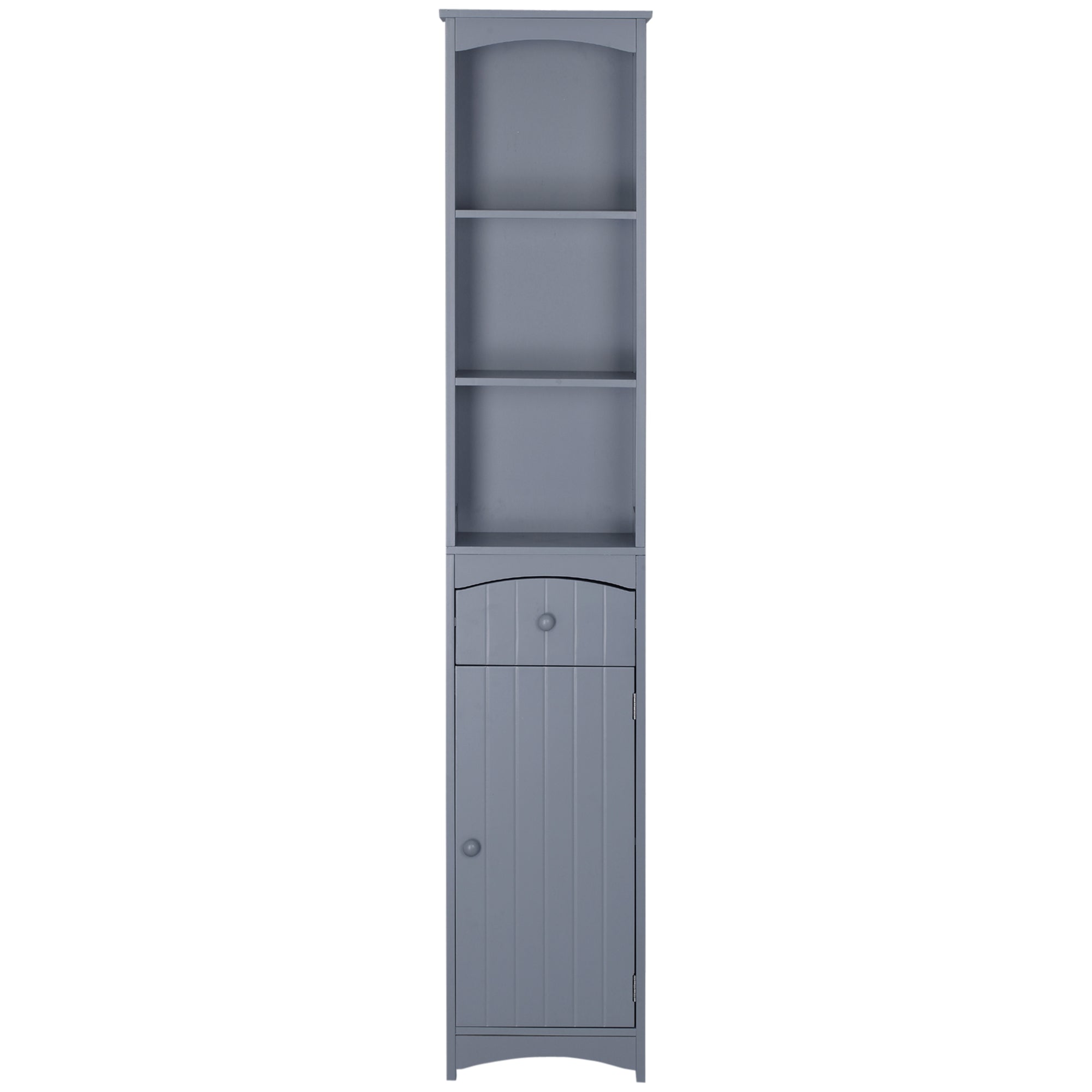 Bathroom Column Unit Bathroom storage column with shelf and drawer, cupboard 34L x 24W x 170H cm Gray