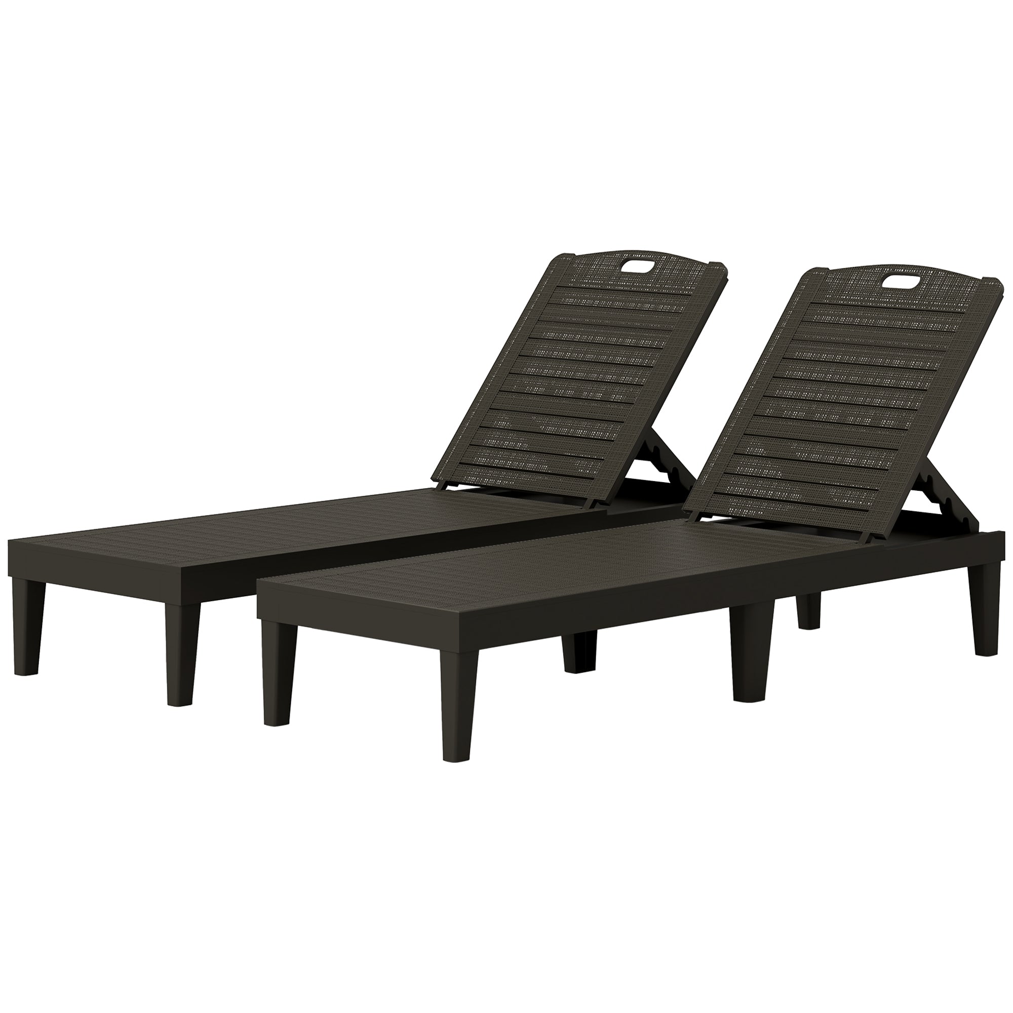 2-piece Sun Lounger Weatherproof Garden Lounger with 4-level Adjustable Backrest up to 120kg Load Capacity Outdoor Recliner Garden Furniture Sun Lounger for Pool, Beach Black