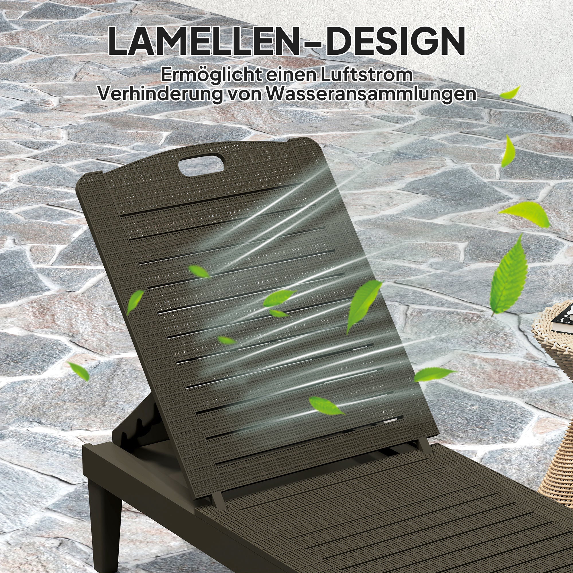 2-piece Sun Lounger Weatherproof Garden Lounger with 4-level Adjustable Backrest up to 120kg Load Capacity Outdoor Recliner Garden Furniture Sun Lounger for Pool, Beach Black