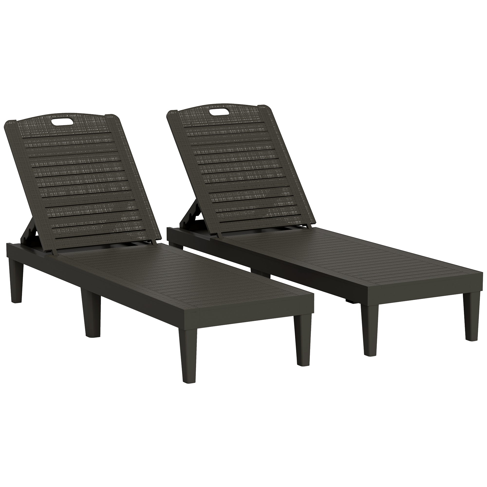 2-piece Sun Lounger Weatherproof Garden Lounger with 4-level Adjustable Backrest up to 120kg Load Capacity Outdoor Recliner Garden Furniture Sun Lounger for Pool, Beach Black