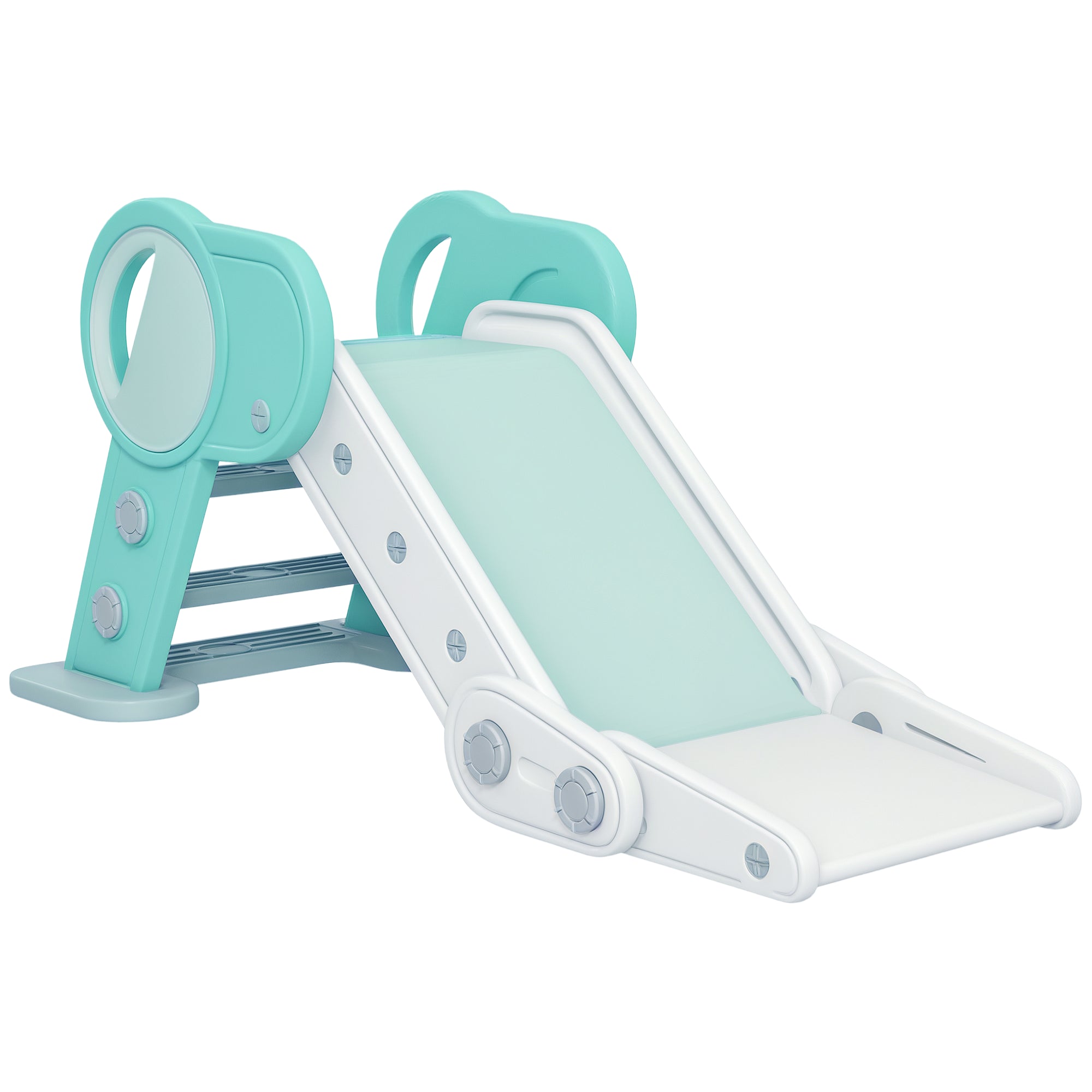 Kids Slide, Foldable Toddler Slide, Slide for Children 1.5 to 3 Years, Garden Slide for Indoor, Outdoor, Green, White, 120 x 53 x 53 cm
