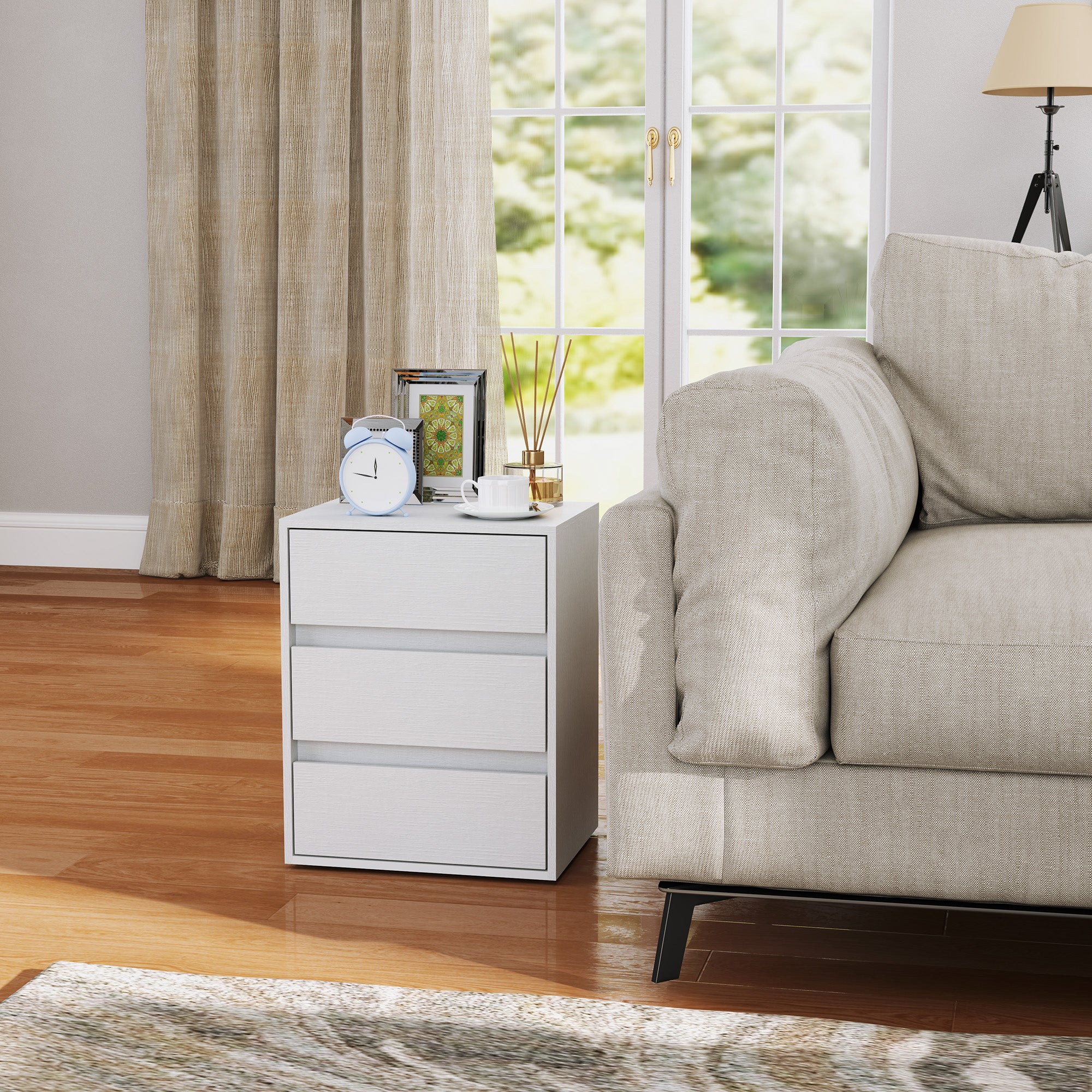 3-Drawer Modern Dresser for Bedroom and Hallway, Particle Board Dresser, 40x30x50.5 cm, White