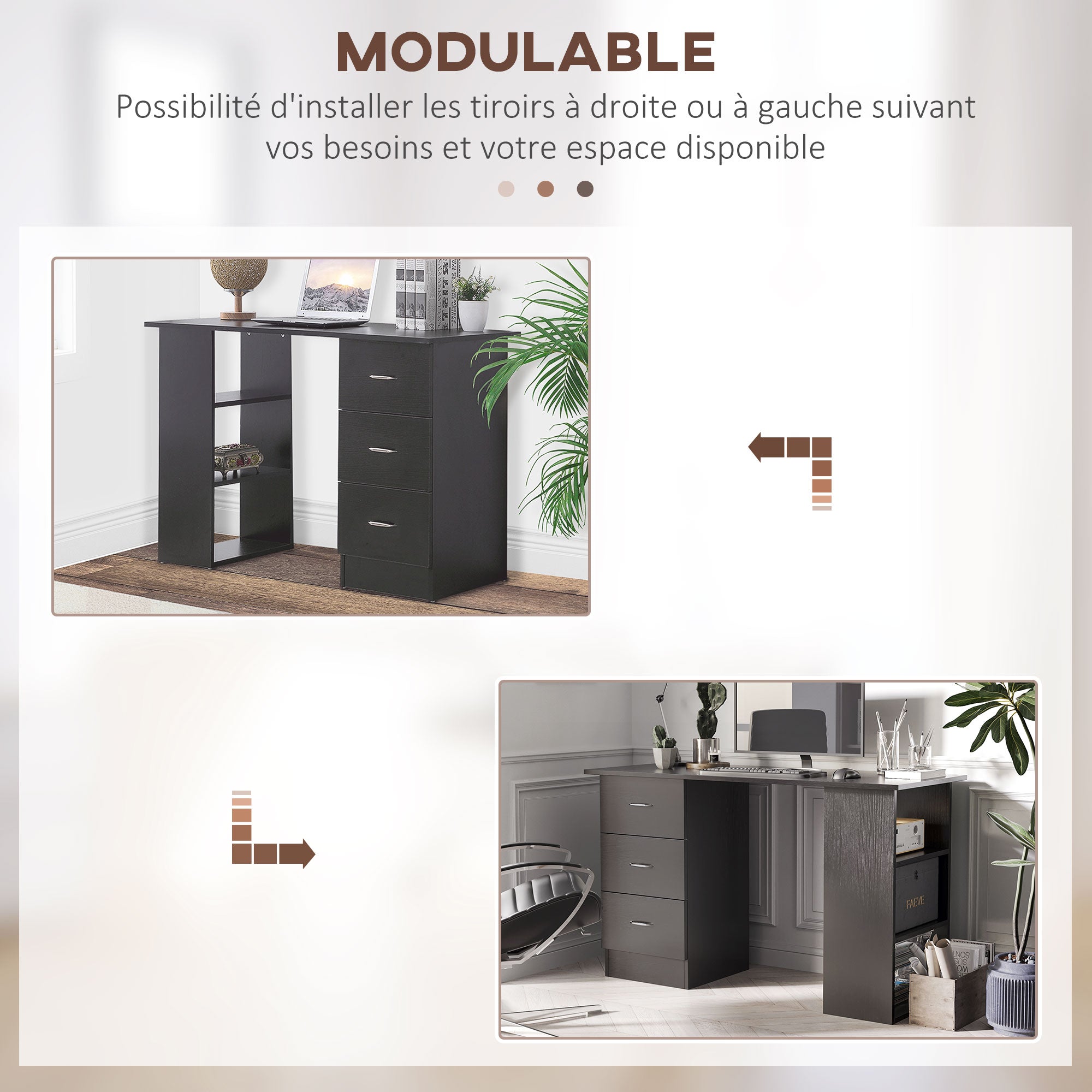 Desk with Storage, Computer Table 120 x 50 cm, Computer Desk with Shelves and Drawers, for Small Spaces, Bedroom, Black