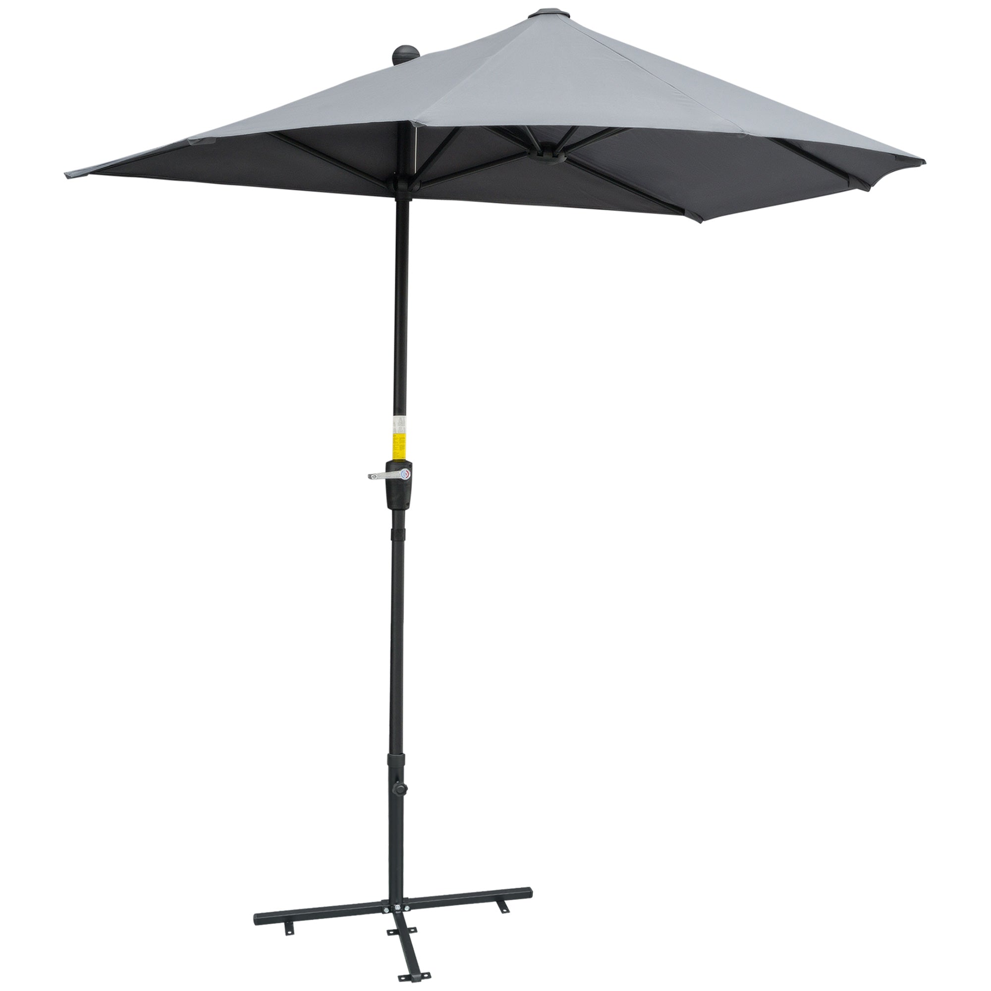 2 x 2 m Half-Round Sun Umbrella Balcony Umbrella with Bracket water-repellent for Gardens Terraces Yards 100% Polyester Dark Gray
