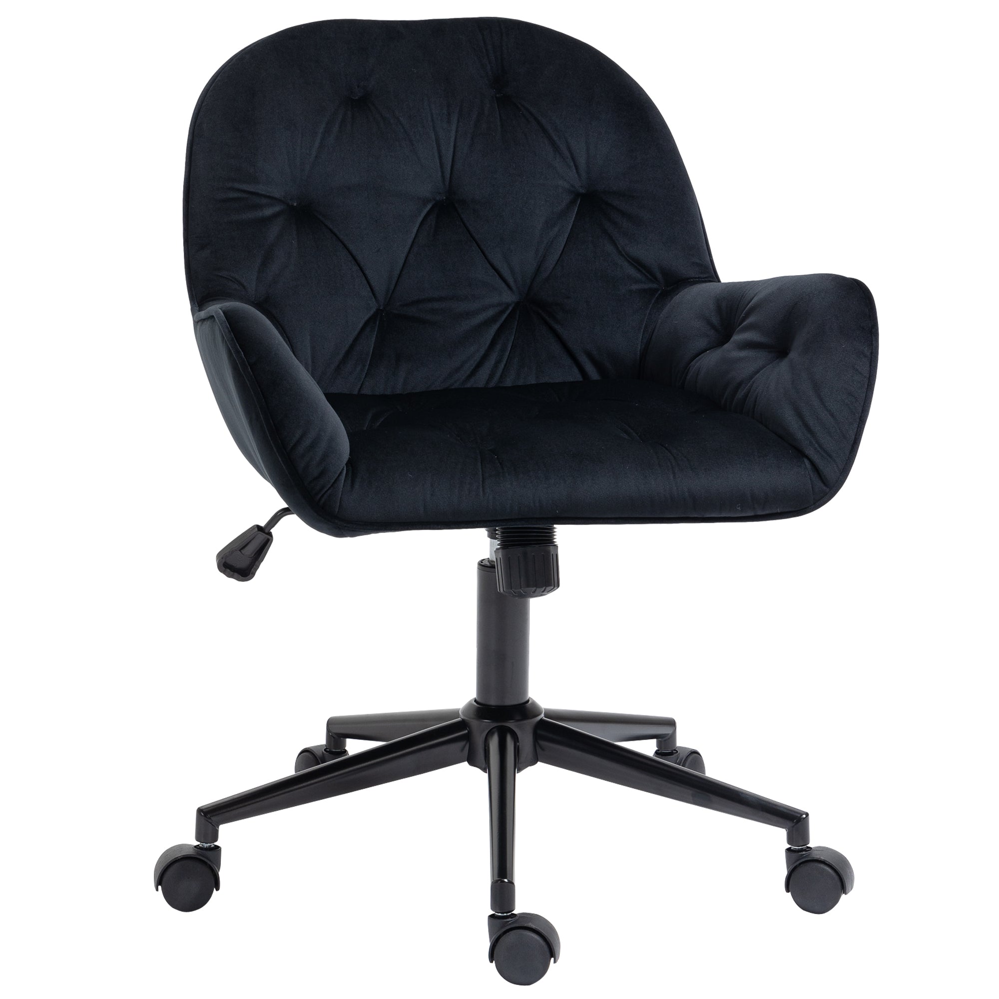 Office Chair Swivel Chair Office Chair Height-adjustable Executive Chair Chair Desk Chair Chair Office Velvet Polyester Black 60 x 61 x 81-91 cm