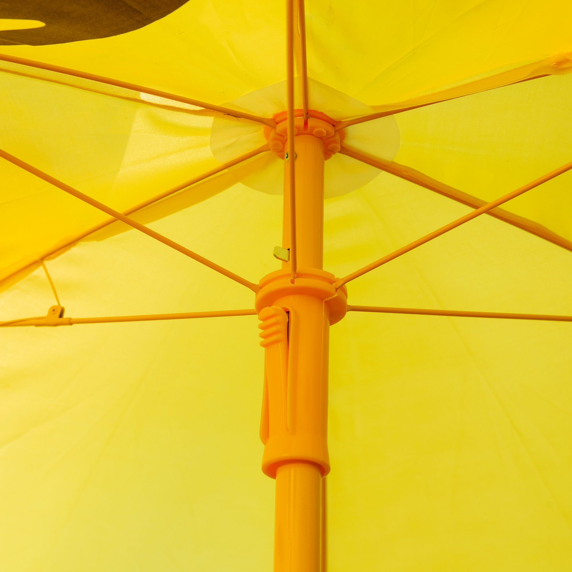 Children's Garden Lounge Set 4 pcs Tiger Design - Round Table + 2 Folding Chairs + Parasol - Epoxy Metal Oxford Yellow