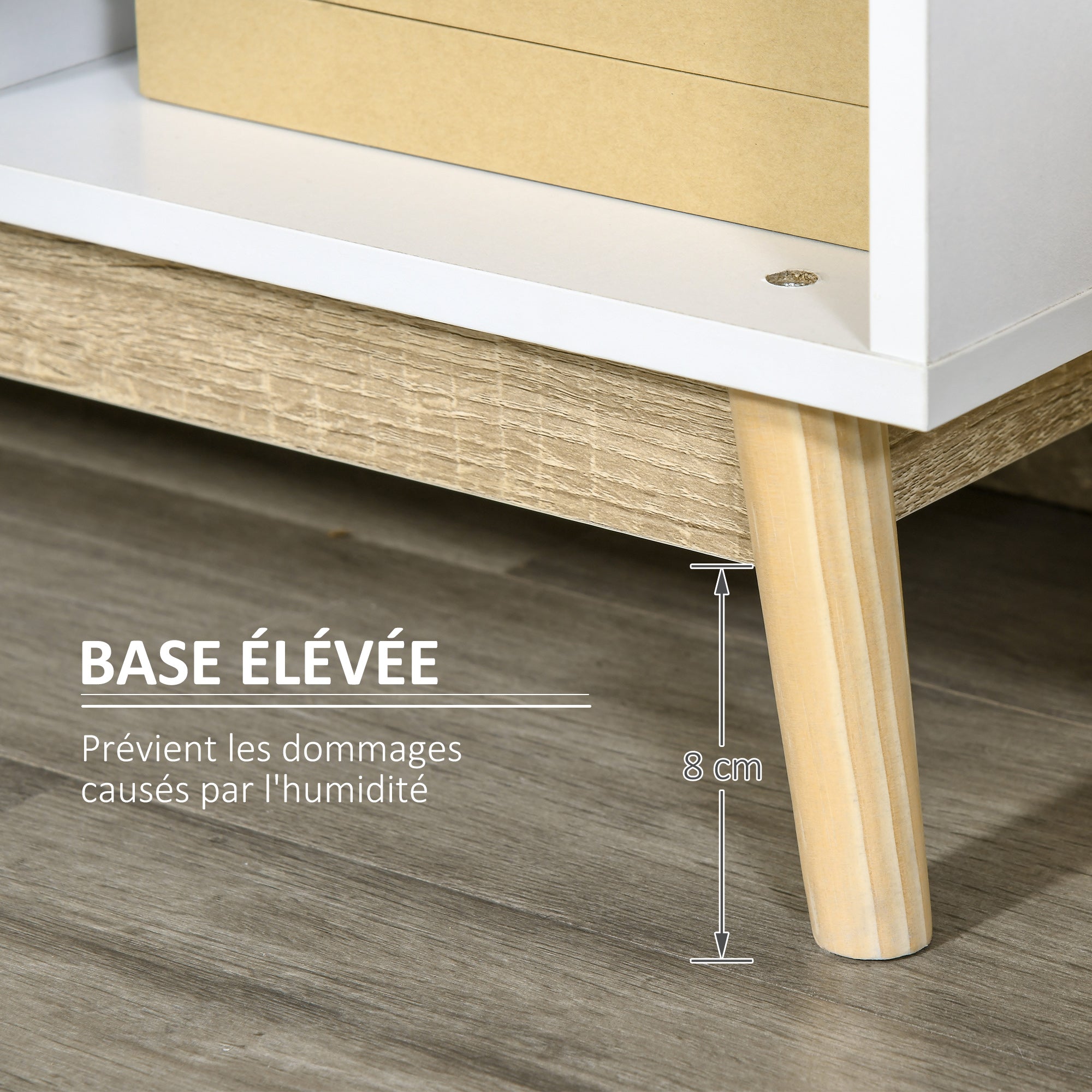 Buffet Storage Shelf Unit with 6 Cubes for Living Room, Dining Room, Bedroom 96L x 30W x 75H cm White and Oak