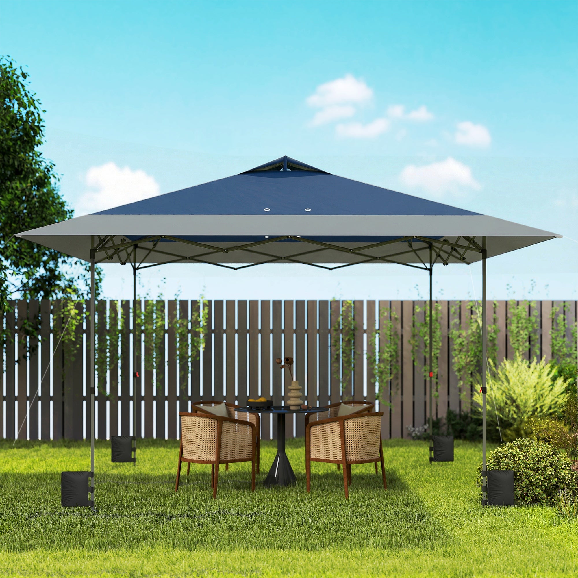 approx. 13'x13' Waterproof Cold-Resistant Pop-Up Folding Gazebo with One-Step Lock, UPF50+, Adjustable Height, Folding Party Tent for Garden with Carry Bag