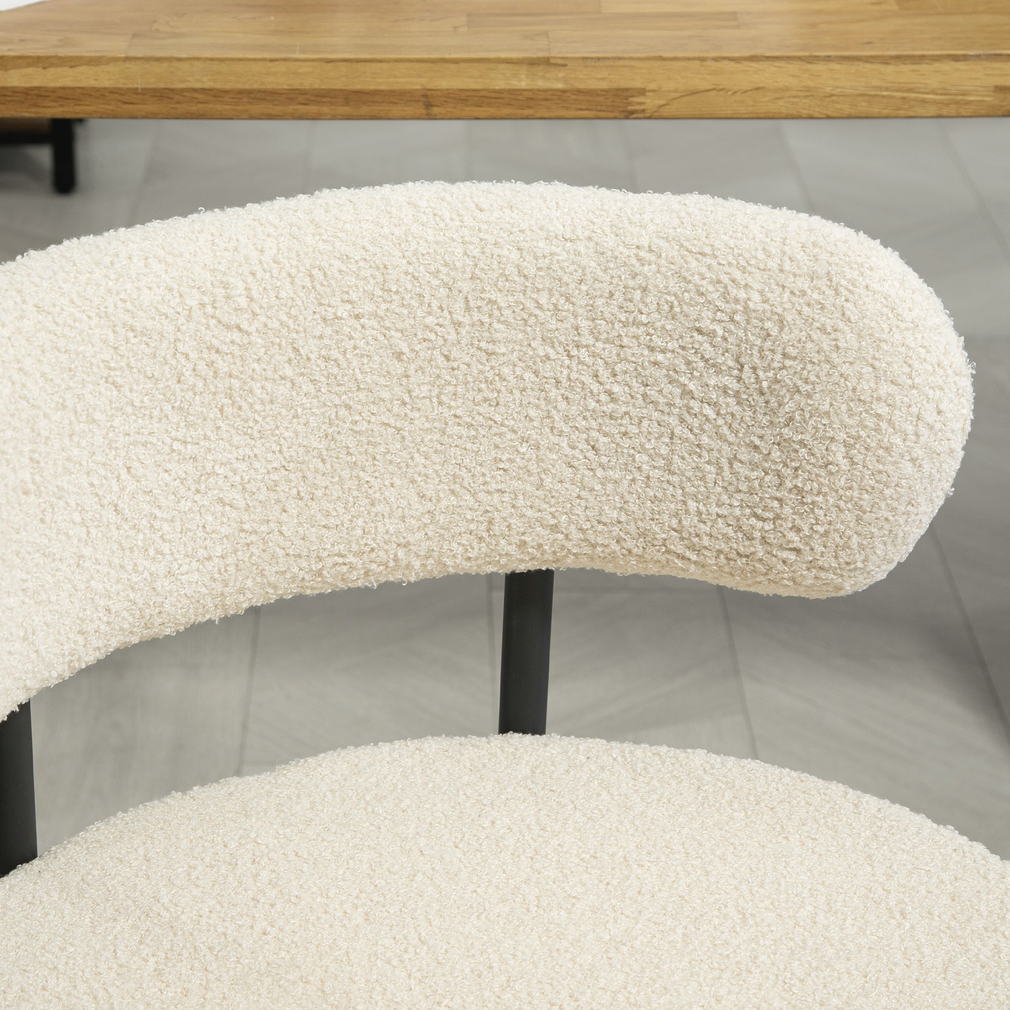 Set of 2 dining chairs modern kitchen chair upholstered in cashmere-look fabric with black steel legs, for living room, dining room, bedroom, beige
