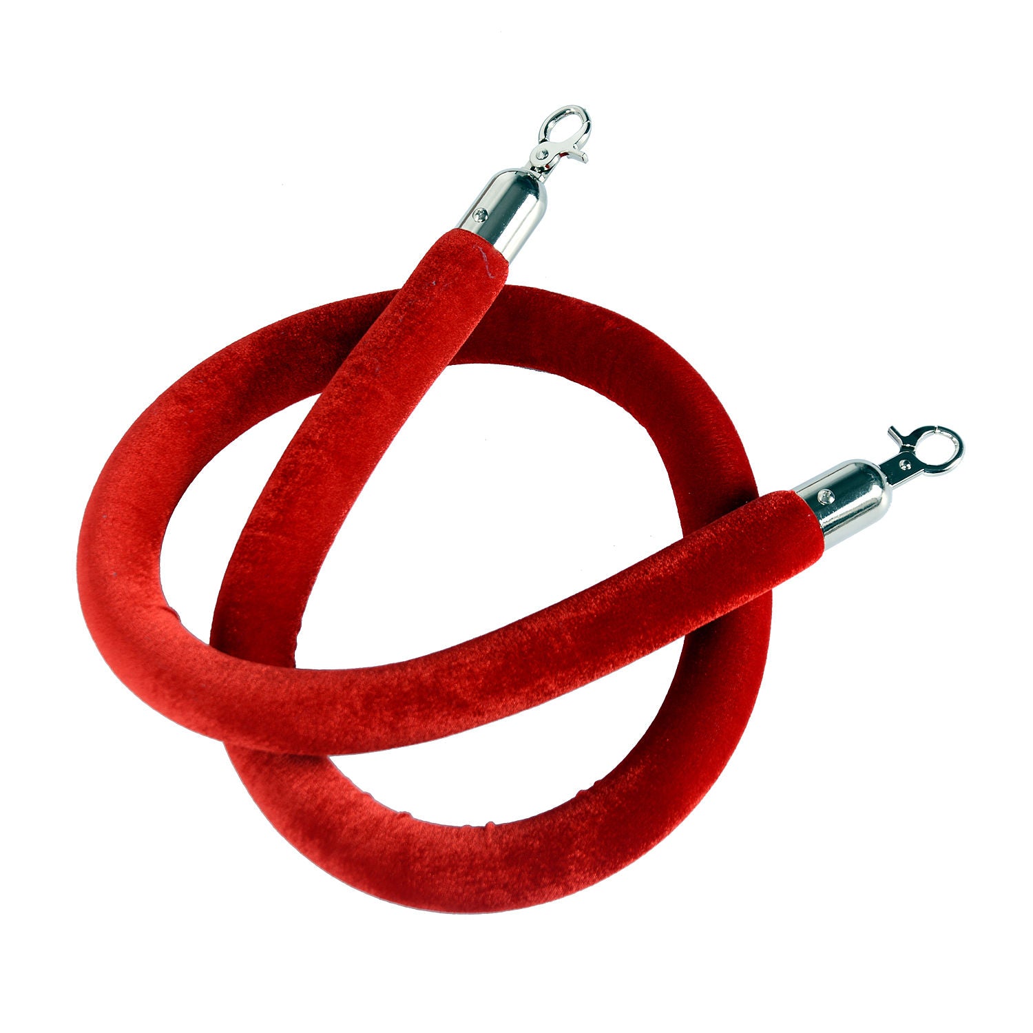 Queue Barrier Queue Separation Posts with Red Velvet Ropes Stainless Steel Φ32 x 95CM Silver