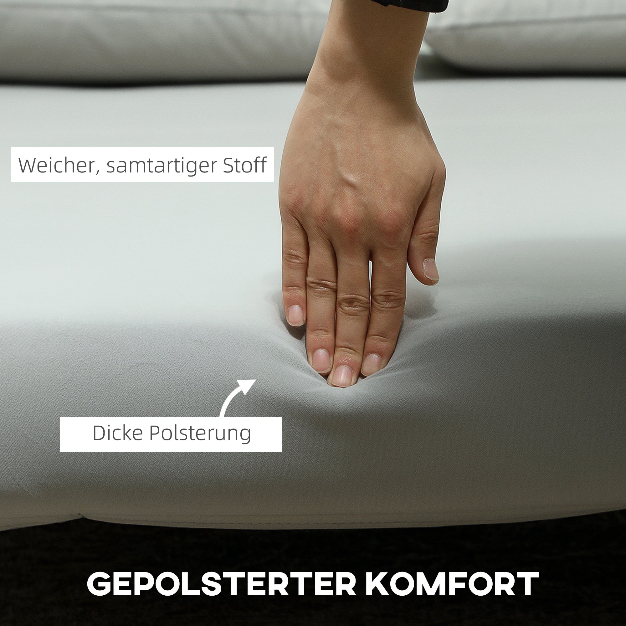 3 in 1 Sleeper Sofa 130 x 78 cm Sofa with Bed Function, Foldable Couch with Lumbar Pillows, Velvet Look, Adjustable Backrest for Living Room, Bedroom, Light Gray