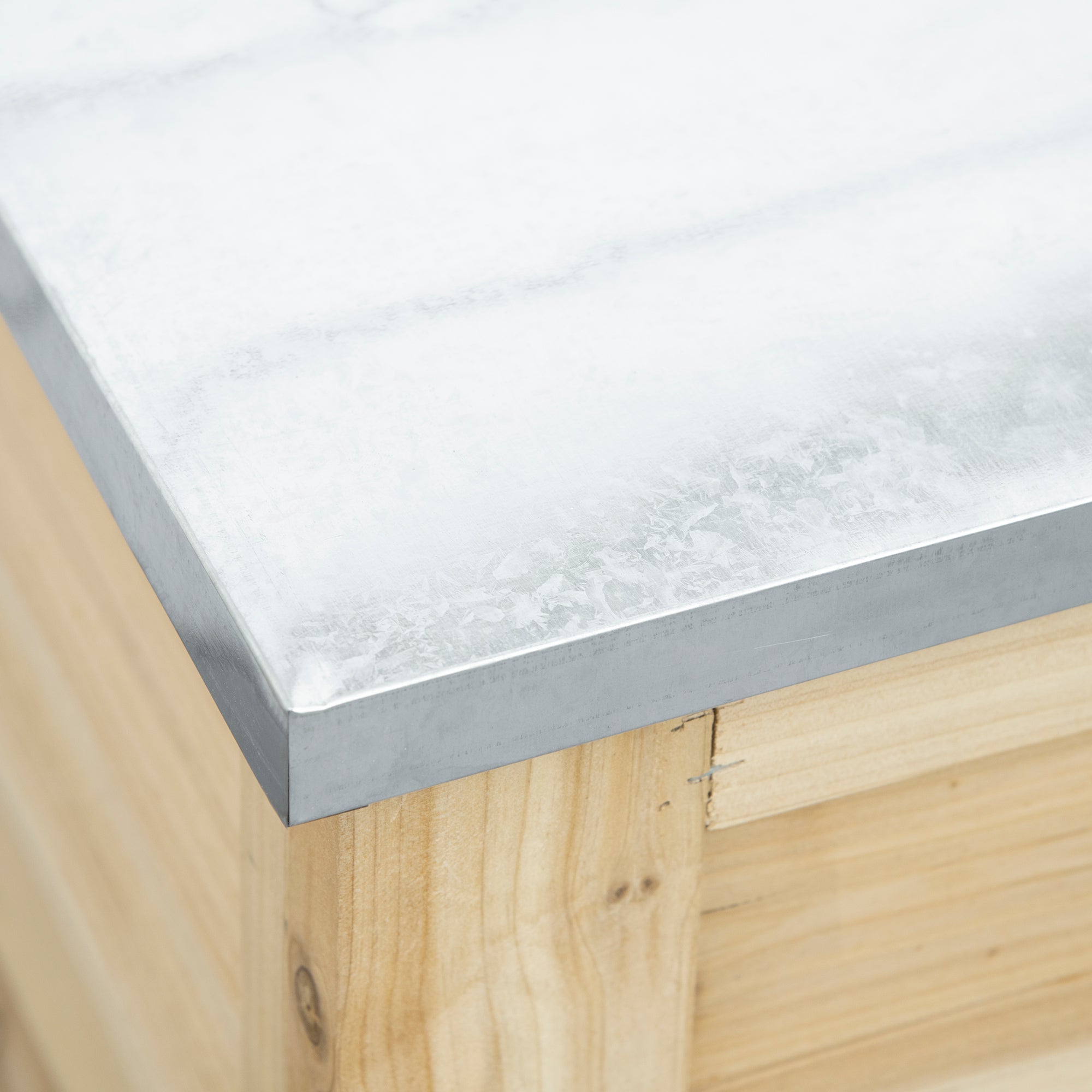 Outdoor Garden Chest 155L Storage Trunk with Galvanized Metal Lid and Slatted Design for Garden Terrace Balcony 110x50x50 cm Natural Wood