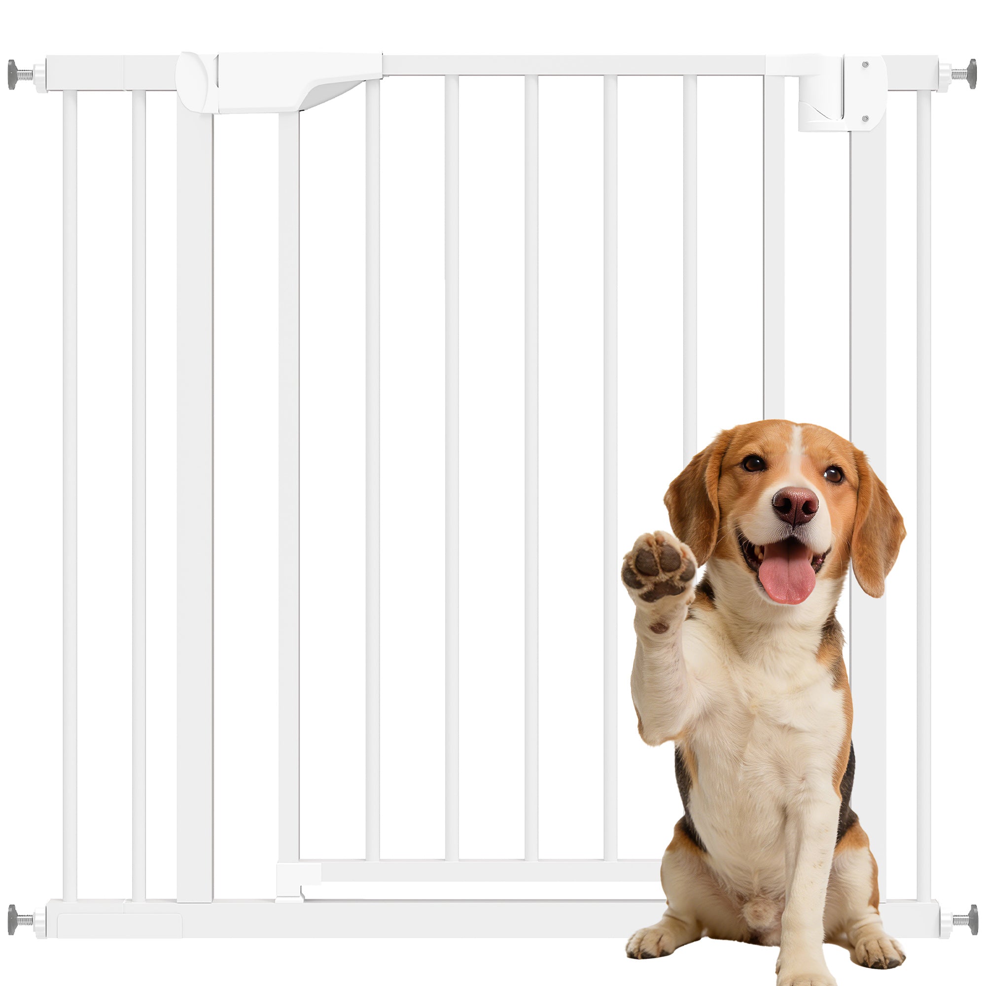 No-Drill Safety Gate for Babies & Pets — Fits 30–35 in x 30 in, Auto-Close, One-Hand Operation, Dual Lock — White