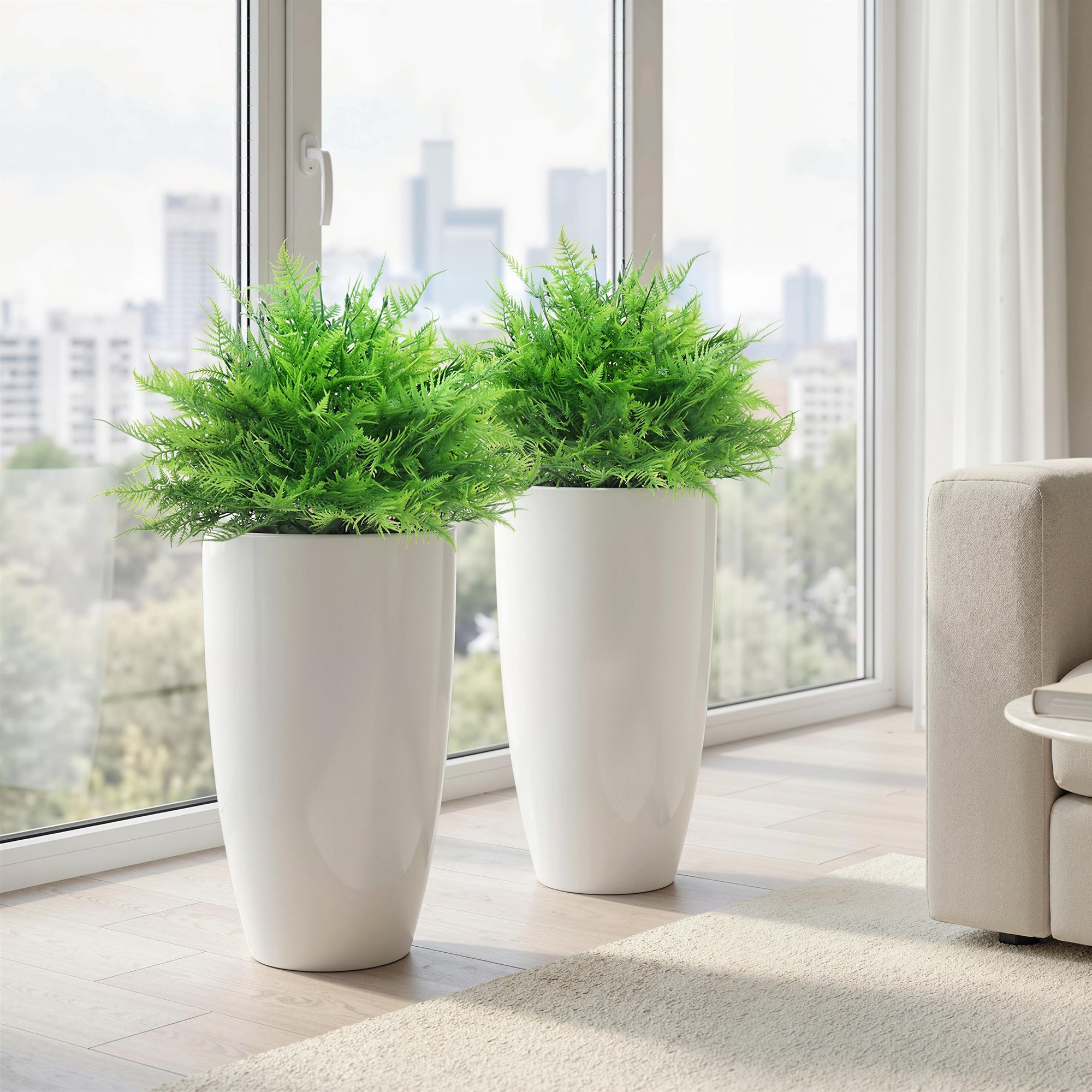 2-Pack Artificial Boston Ferns, 24 in Faux Potted Plants – Lifelike Fake Ferns for Living Room, Bedroom, Garden, Office, Gift