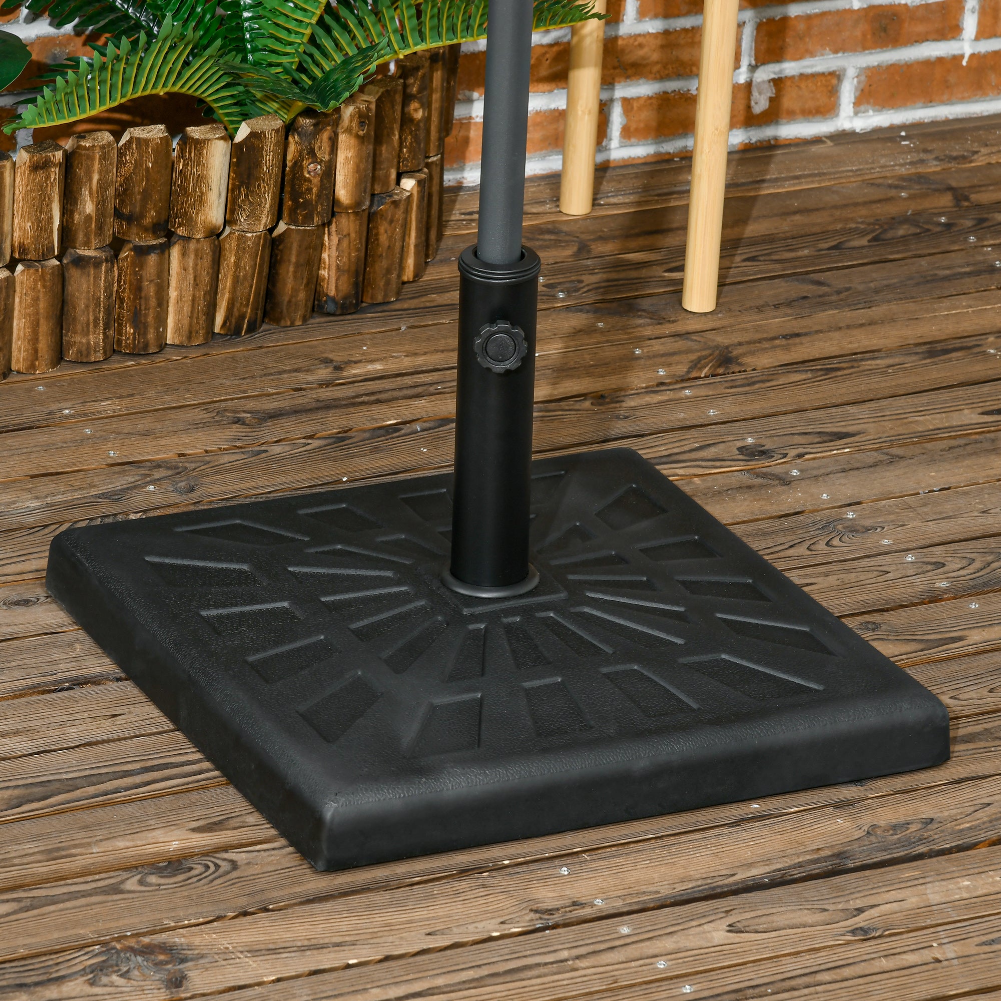 Umbrella Stand 19 kg Square Umbrella Holder, Umbrella Weight, Stand for Umbrella 32/38/48mm Pole Diameter, for Balcony, Terrace, Garden, Black