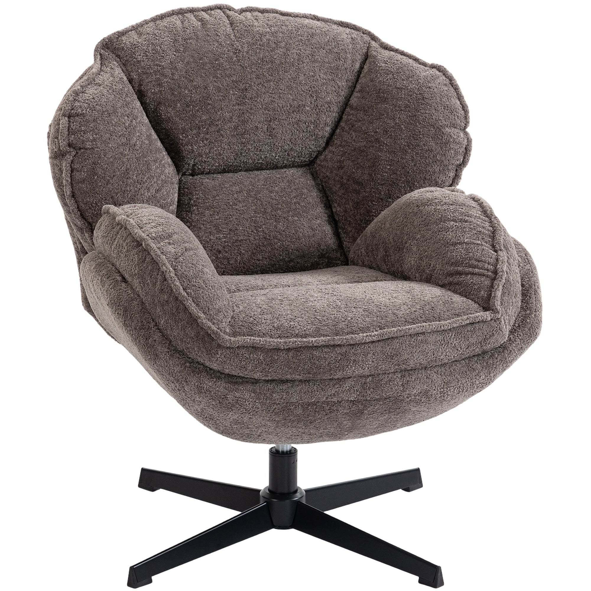 Wingback Swivel Lounge Chair, Padded Velvet-Feel Upholstery, Metal Legs, Comfortable Relax Chair for Living Room & Bedroom, Gray