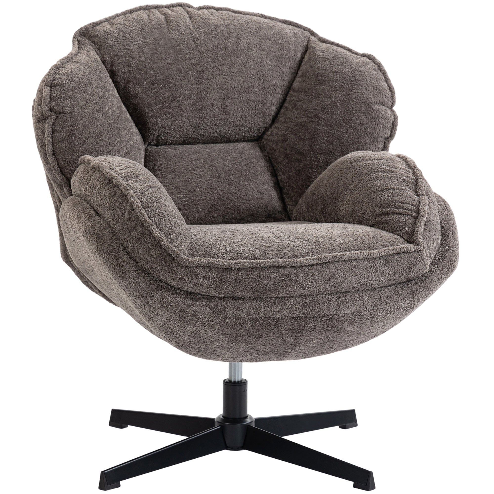 Wingback Swivel Lounge Chair, Padded Velvet-Feel Upholstery, Metal Legs, Comfortable Relax Chair for Living Room & Bedroom, Gray
